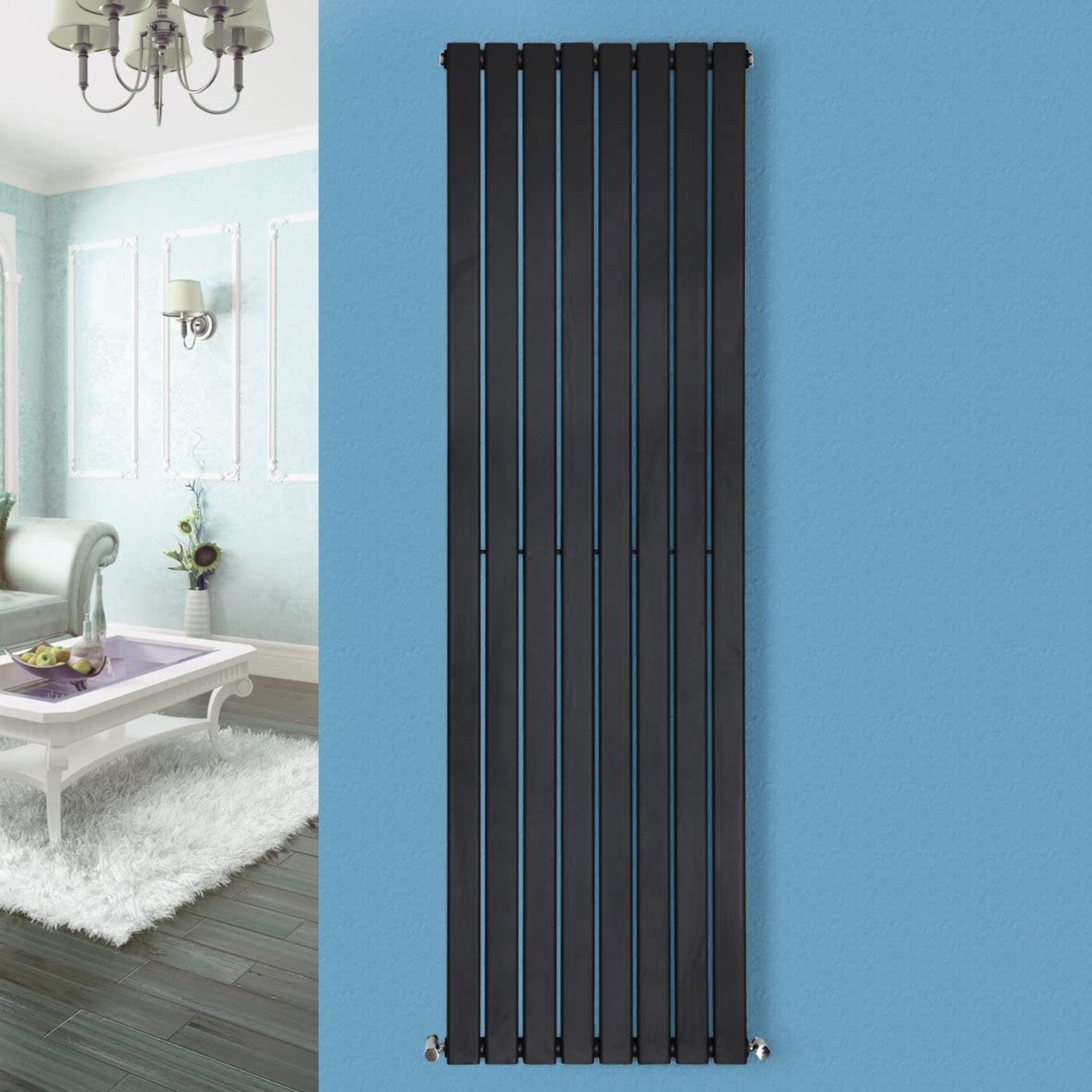 Honeywell Vertical Flat Panel Designer Radiator 1800mm H X 546mm W - Matte Black