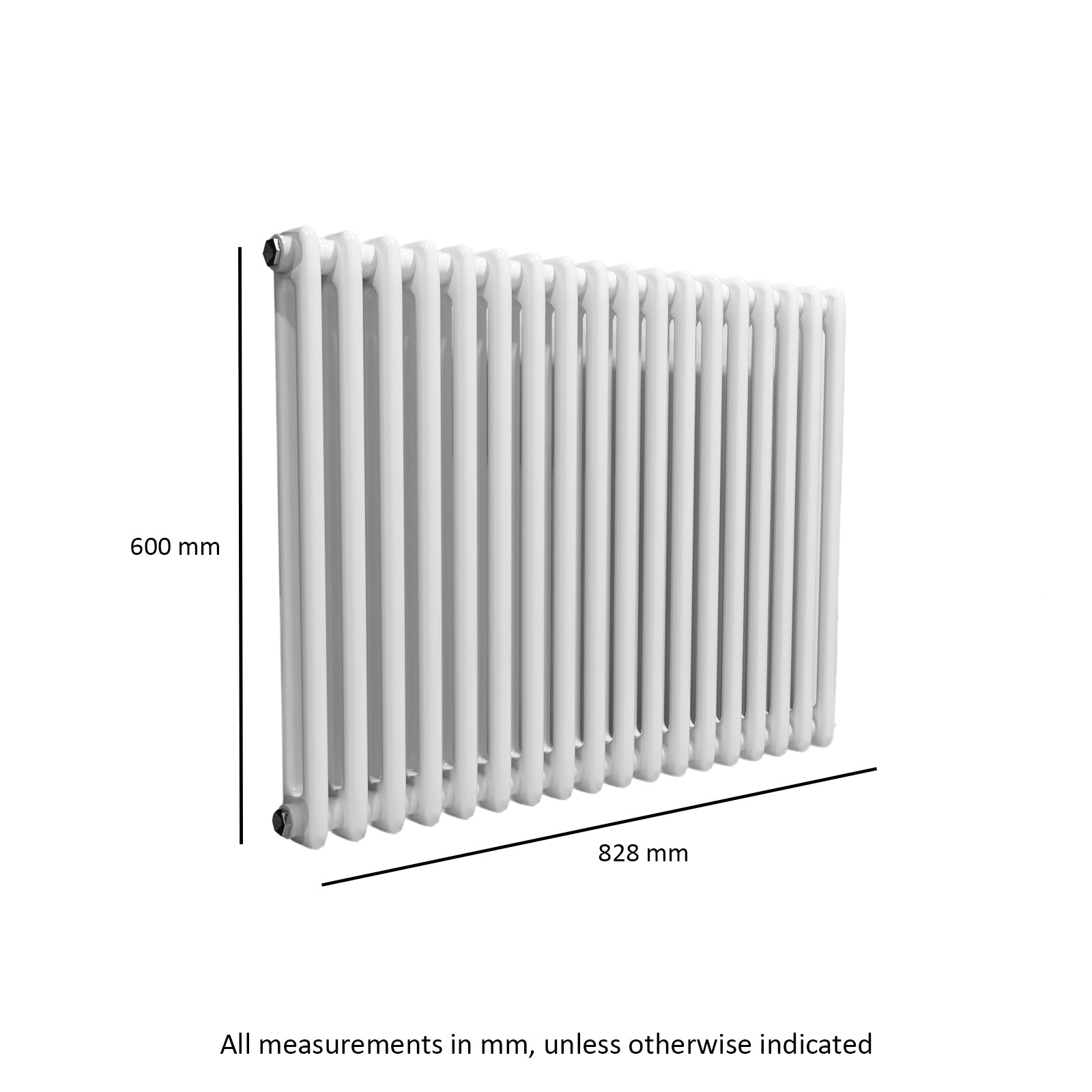 Traditional Radiator 600 x 828 mm Horizontal Double Column White