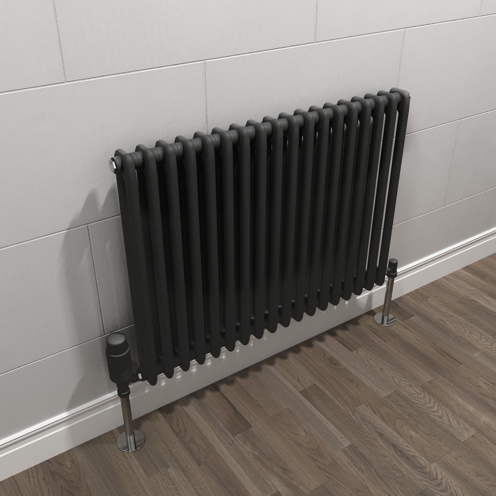 Matte Black Double Traditional Radiator 600 x 828 mm