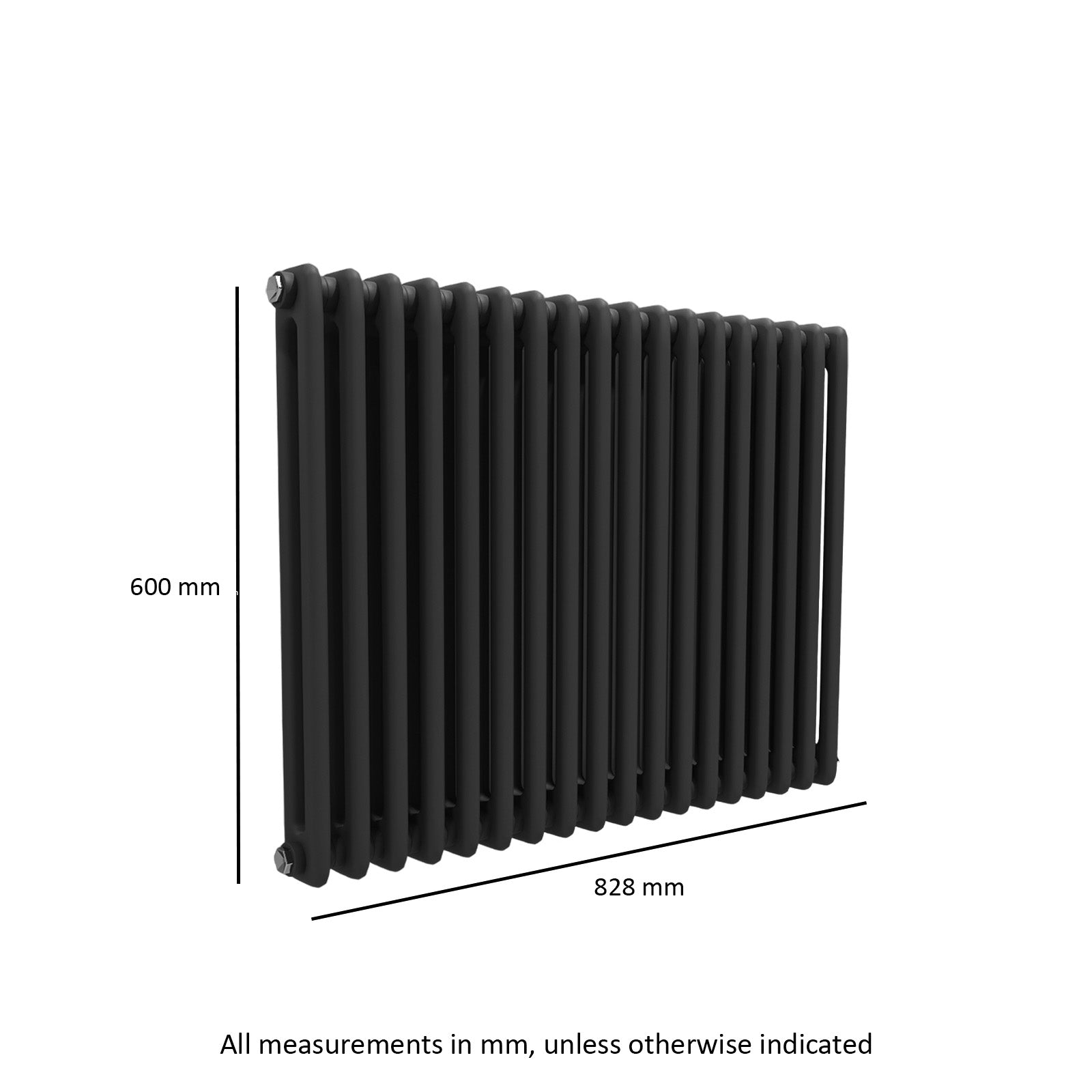 Matte Black Double Traditional Radiator 600 x 828 mm