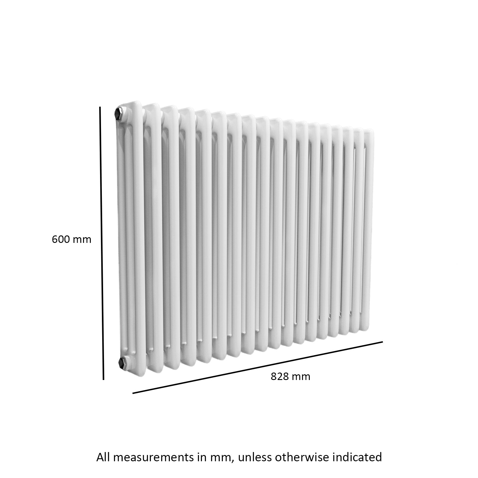 Traditional Radiator 600 X 828 mm Horizontal Triple Column White