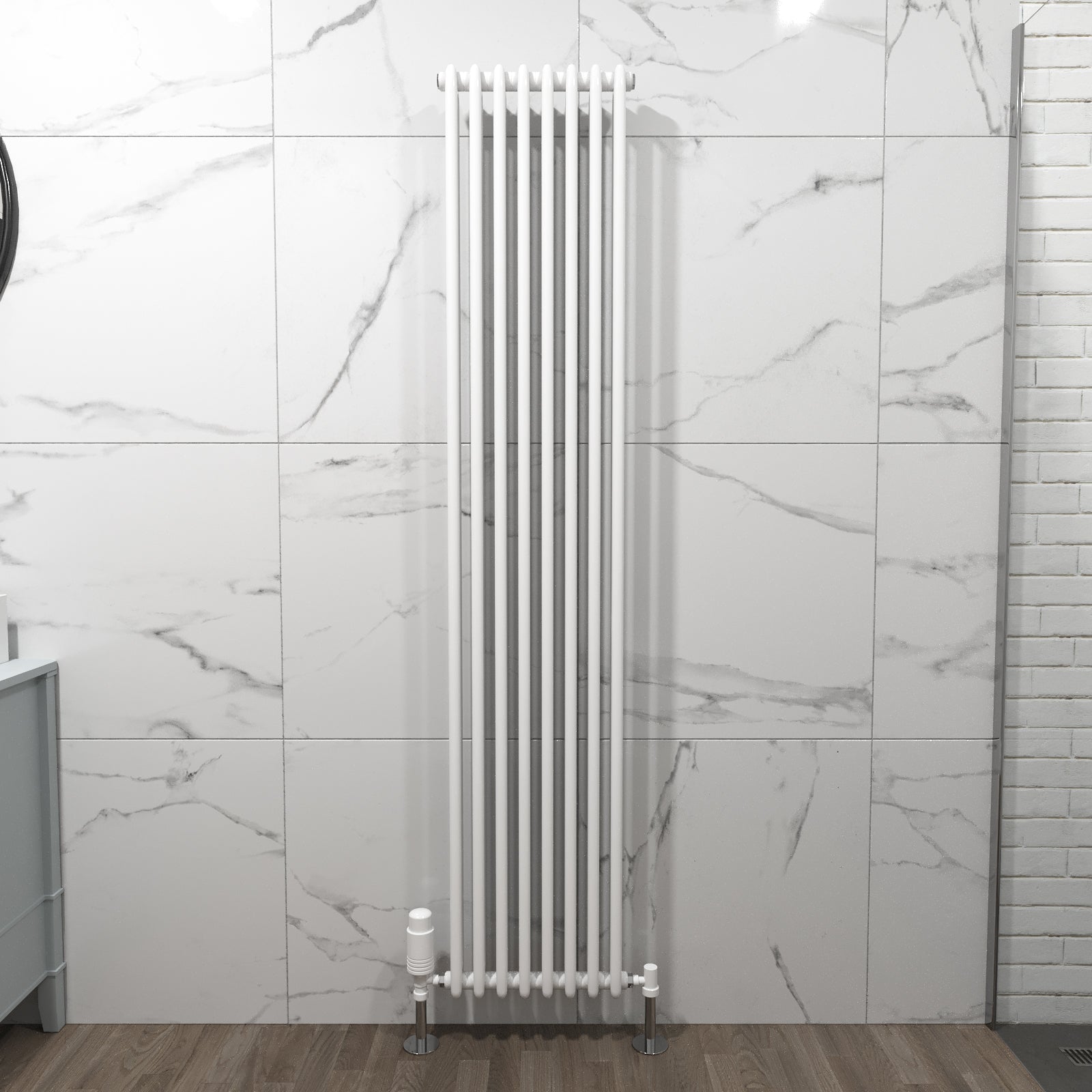 Traditional Radiator 1800 X 380 mm Vertical Double Column White