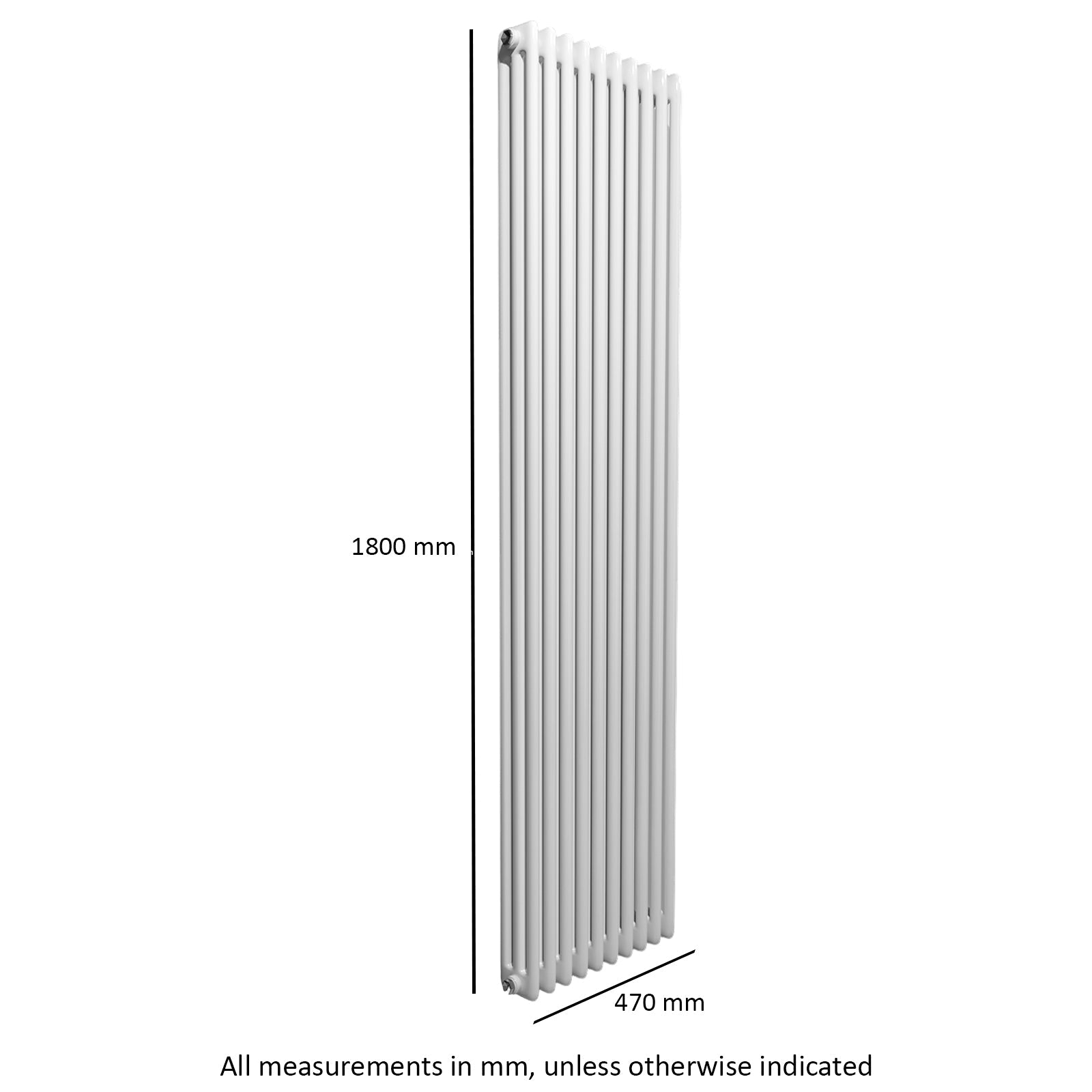Honeywell 1800 X 470 mm Vertical Triple Column White Traditional Radiator