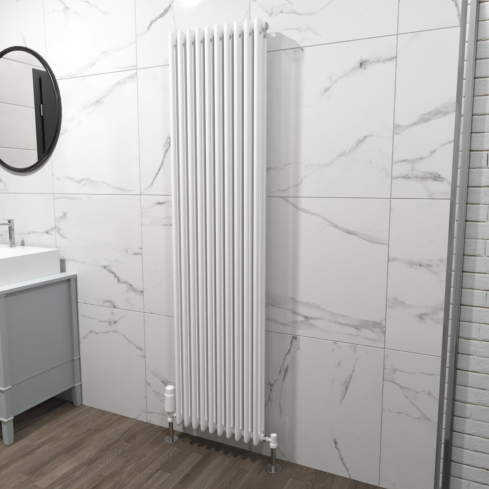 Honeywell 1800 X 470 mm Vertical Triple Column White Traditional Radiator
