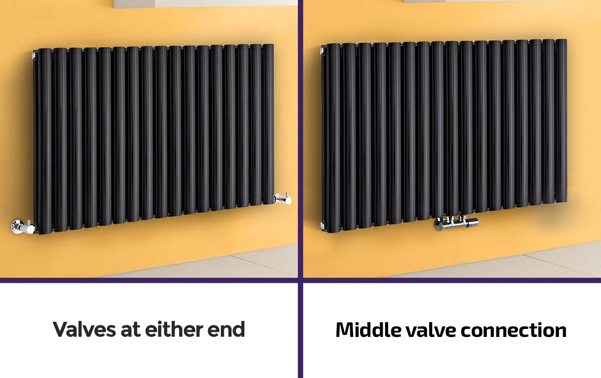 Honeywell Side Connection Horizontal Radiator Single Flat Panel 600mm H X 1158mm W -  Black