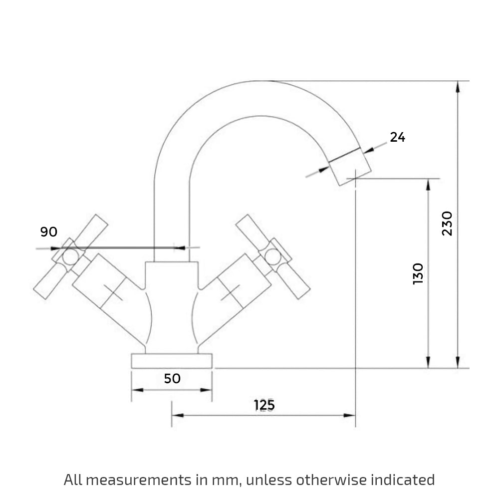 Indigo Bathroom Basin Mixer Modern Crosshead Chrome Tap Solid Brass - Bathroom Republic