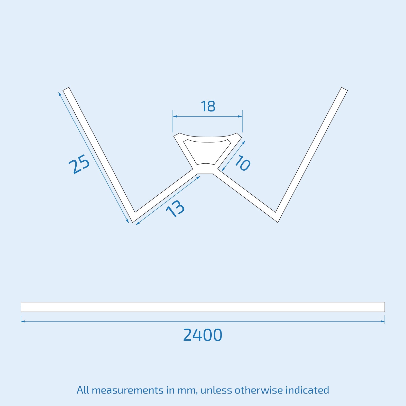 Measurement diagram of a ceiling light fixture with dimensions