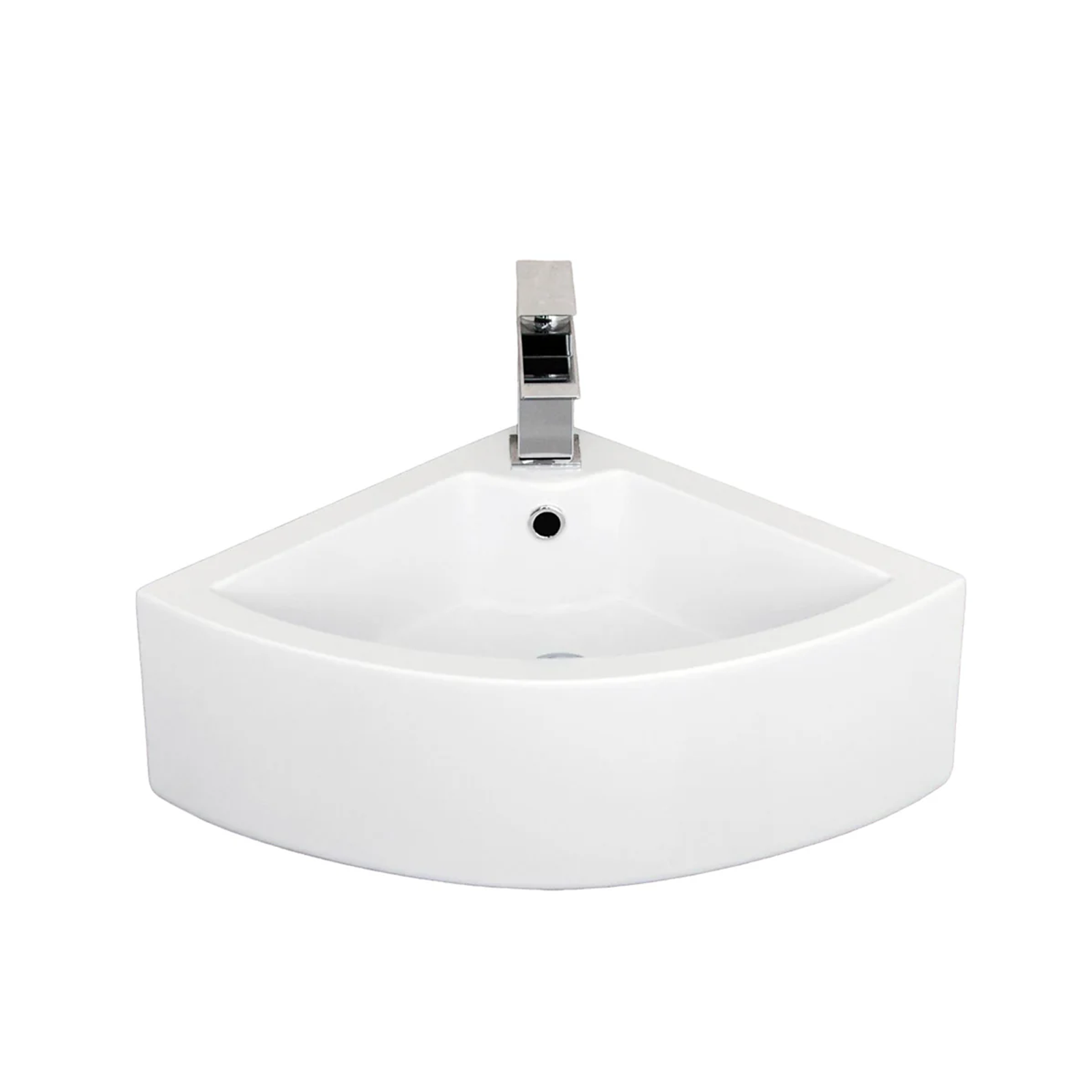 Tulla Cloakroom Quarter Circle Corner Basin & Theo Contemporary Rimless Close Coupled Toilet Set