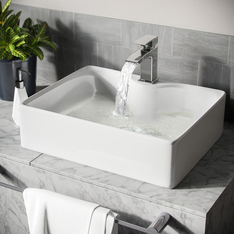 Merton 800mm Dark Grey Freestanding Countertop Vanity Basin Unit 2-Drawer Cabinet with 485mm Rectangle White Countertop Basin