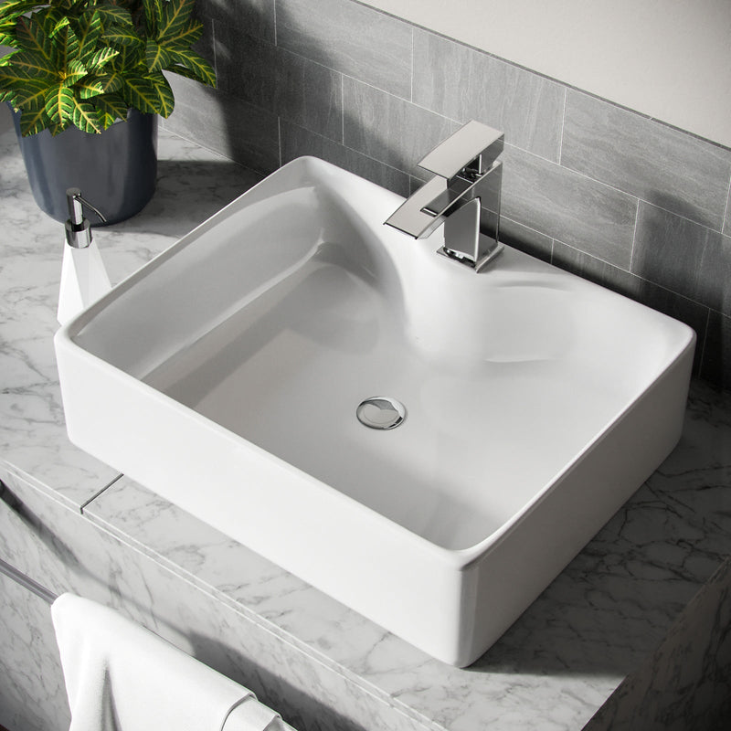 Merton 800mm Dark Grey Freestanding Countertop Vanity Basin Unit 2-Drawer Cabinet with 485mm Rectangle White Countertop Basin