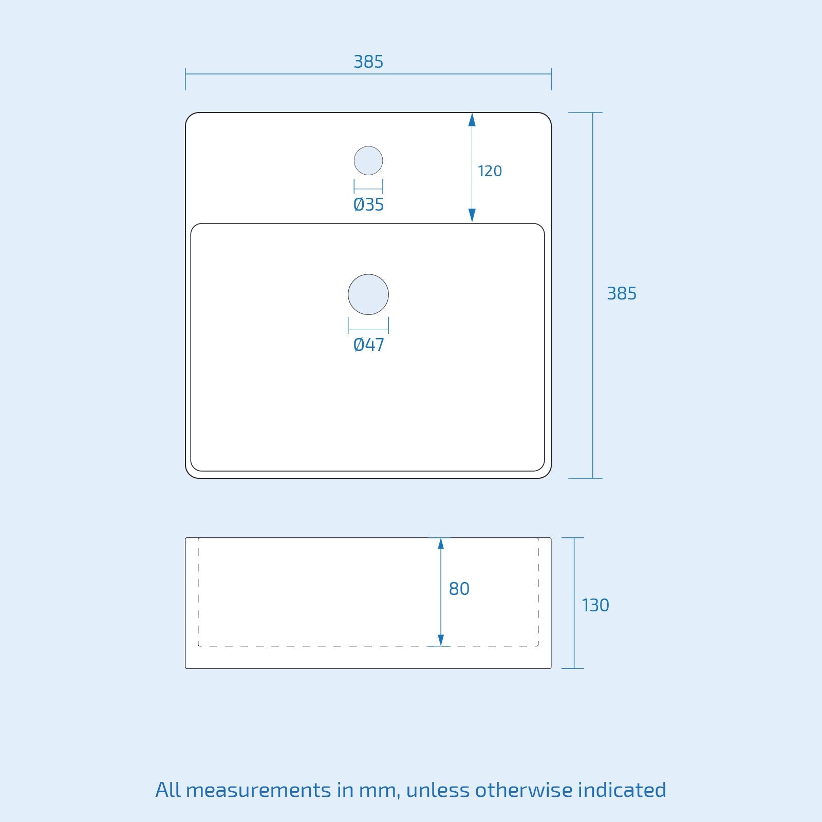 Merton 600mm Wall Hung White 2 Drawers Vanity & Worktop With Square Basin