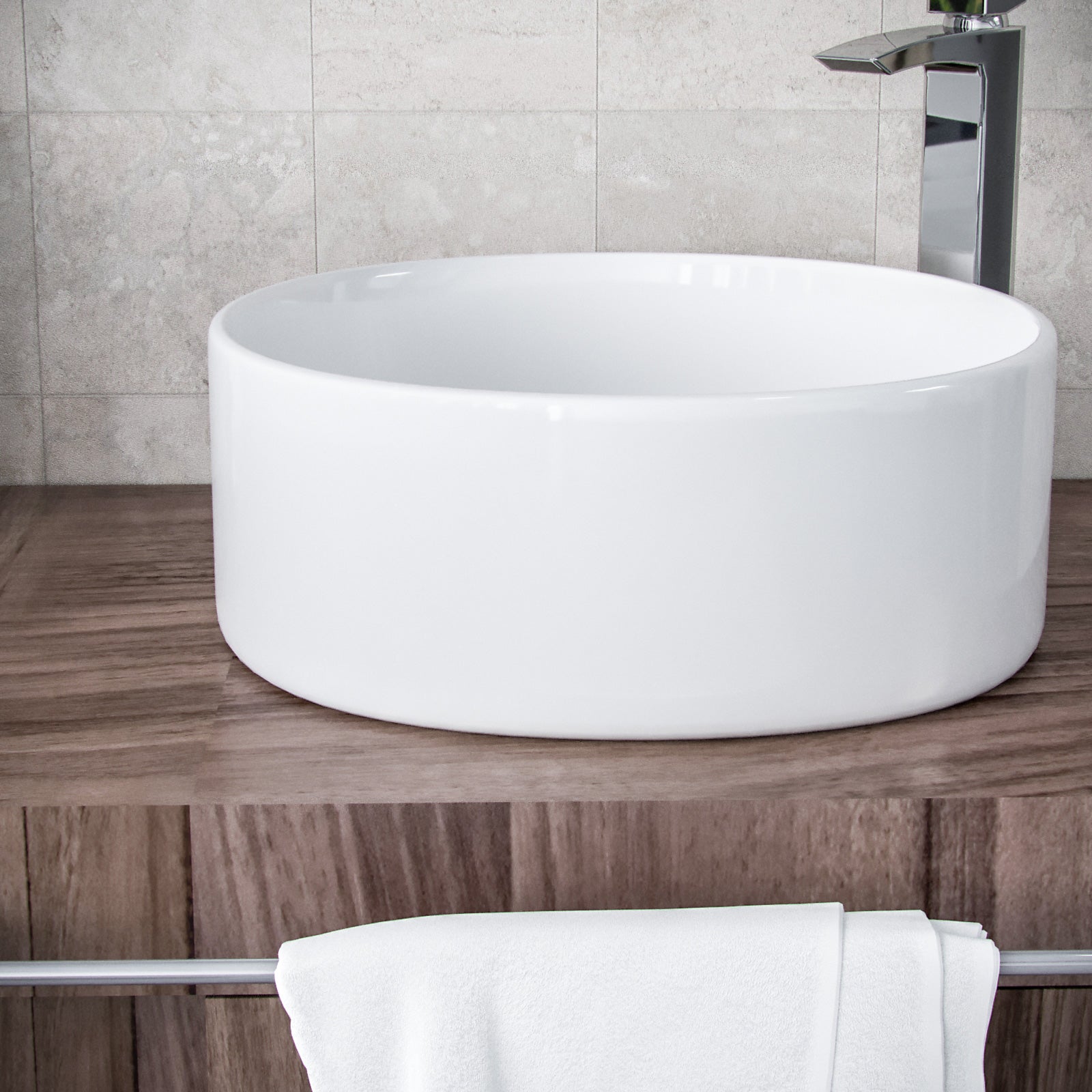 Etive 410mm Clokaroom Round Stand Alone Counter Top Basin Sink Bowl