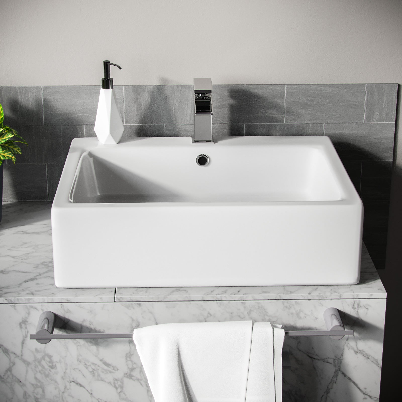 Lomond Rectangle 580 mm Large Counter Top or Wall Hung Basin