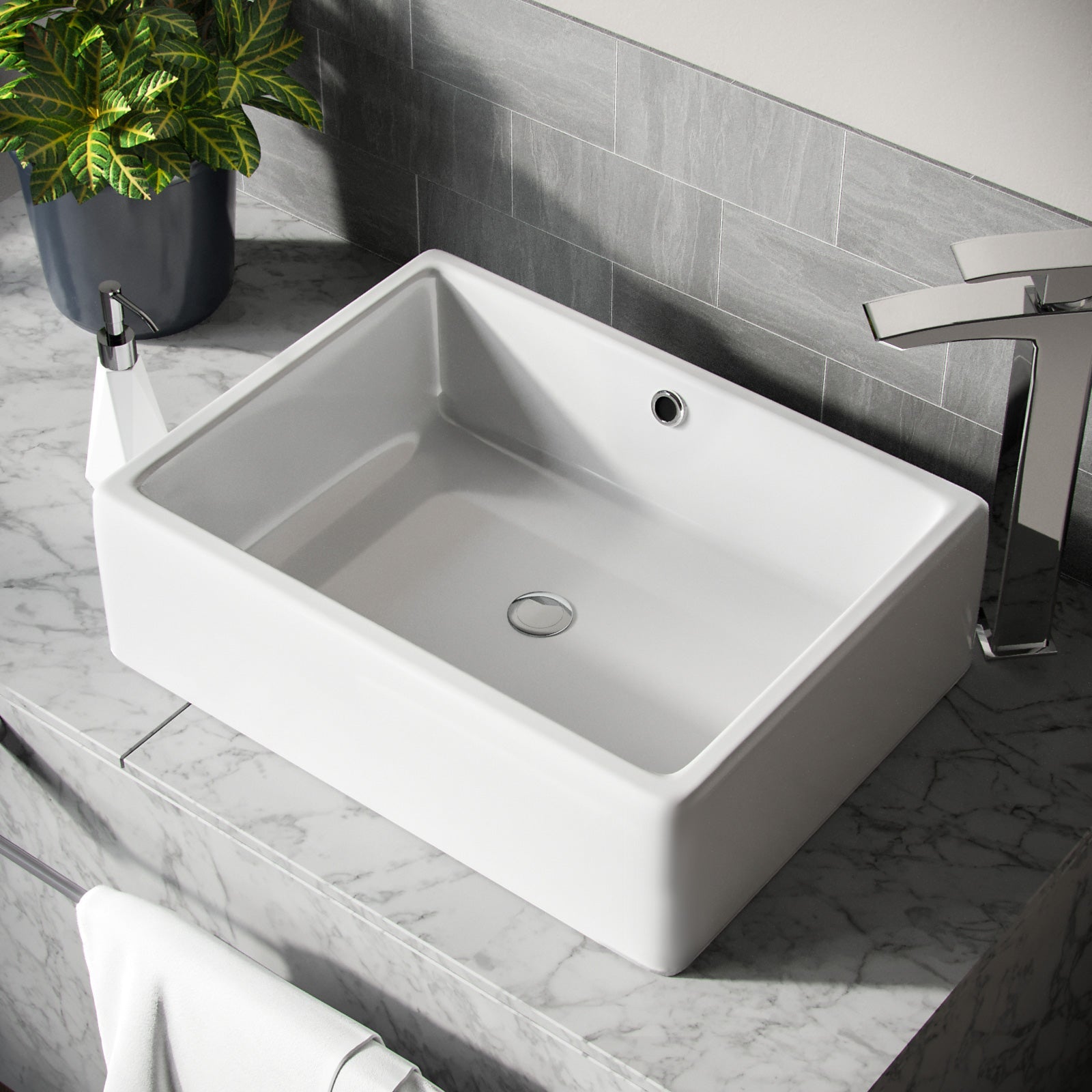 Leven 510 x 360mm Cloakroom Rectangle Stand Alone Counter Top Basin Sink