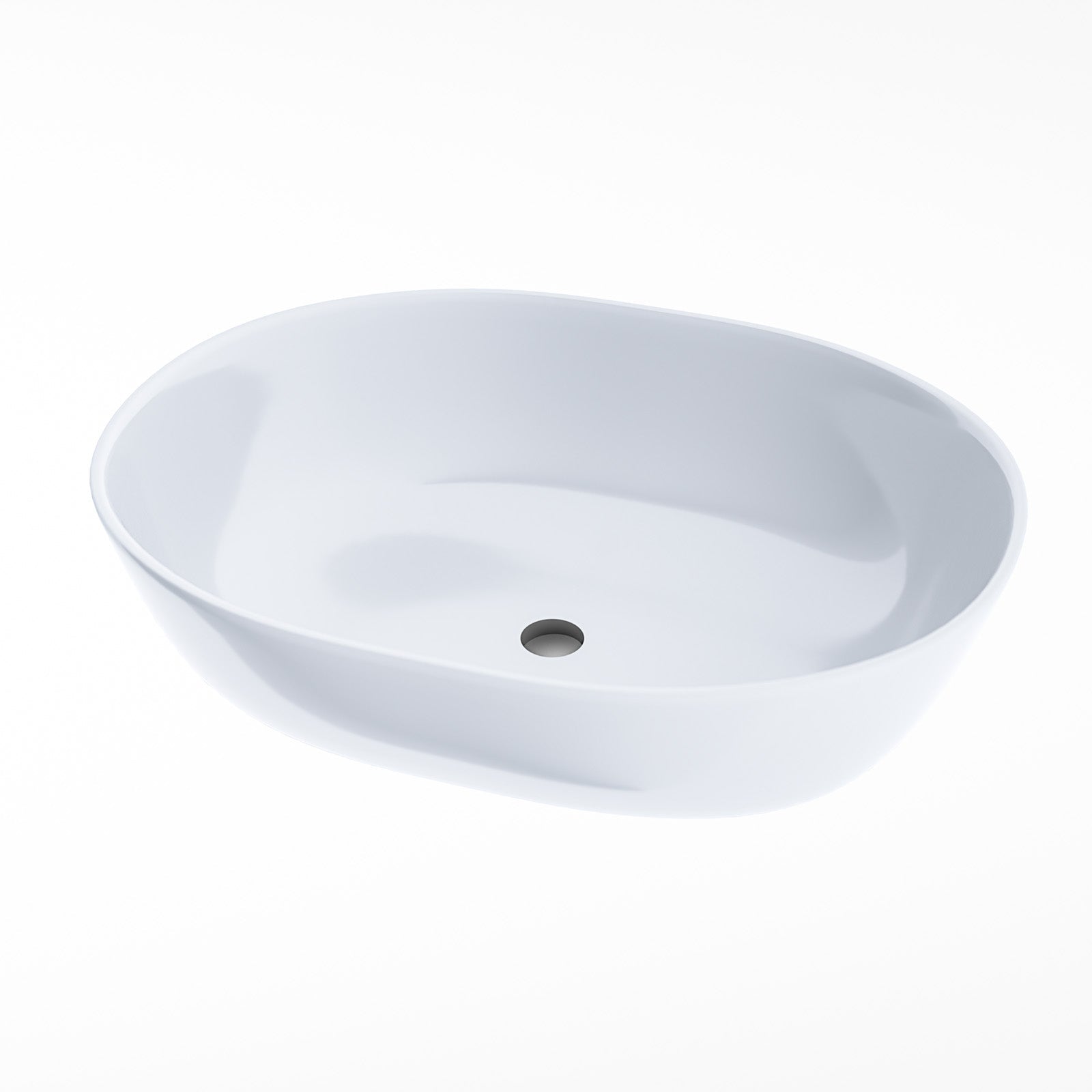 Alveley 480 x 350mm Oval Cloakroom Counter Top Basin Sink Bowl Gloss White