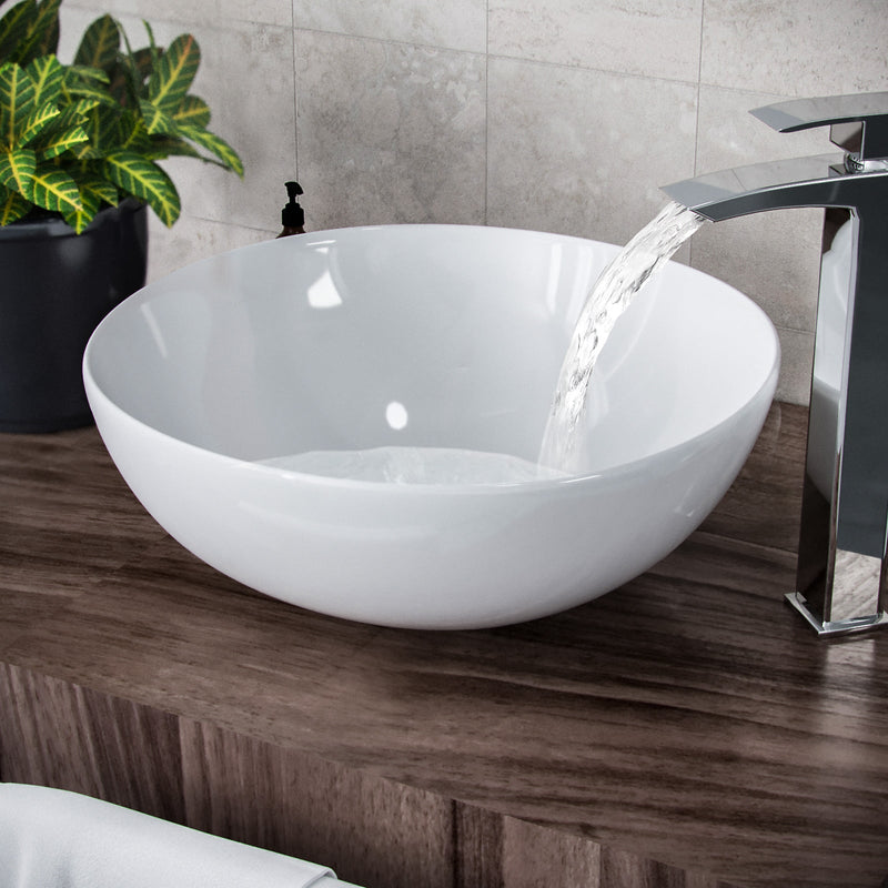 Merton 800mm Dark Grey Freestanding Countertop Vanity Basin Unit 2-Drawer Cabinet with 420mm Round White Extra High Countertop Basin