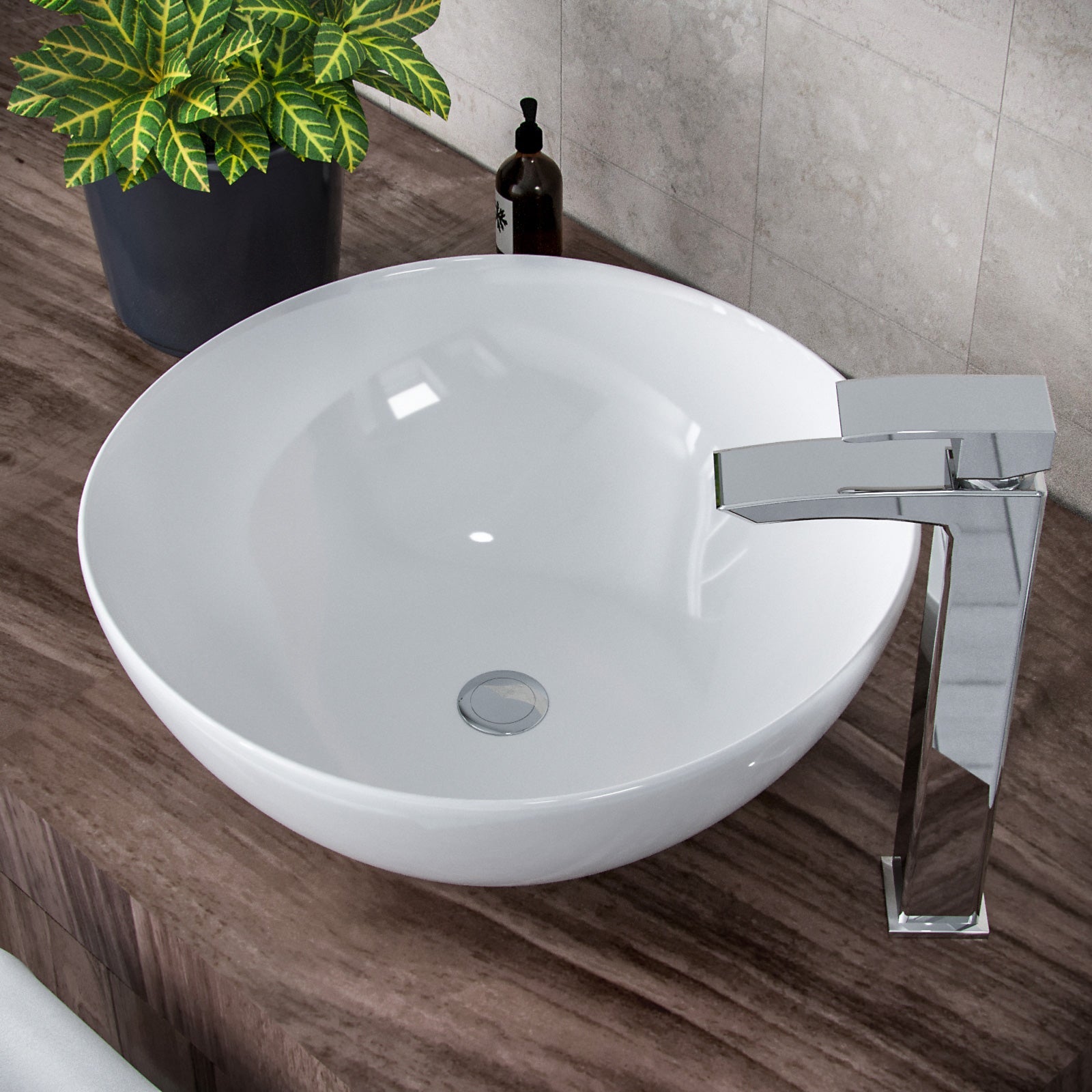 420mm Counter Top Round Bowl Basin Cloakroom Bathroom Wash Sink