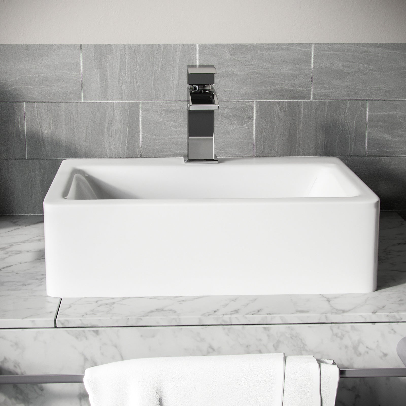 Leven 420 x 320mm Cloakroom Rectangle Counter Top or Wall Hung Basin