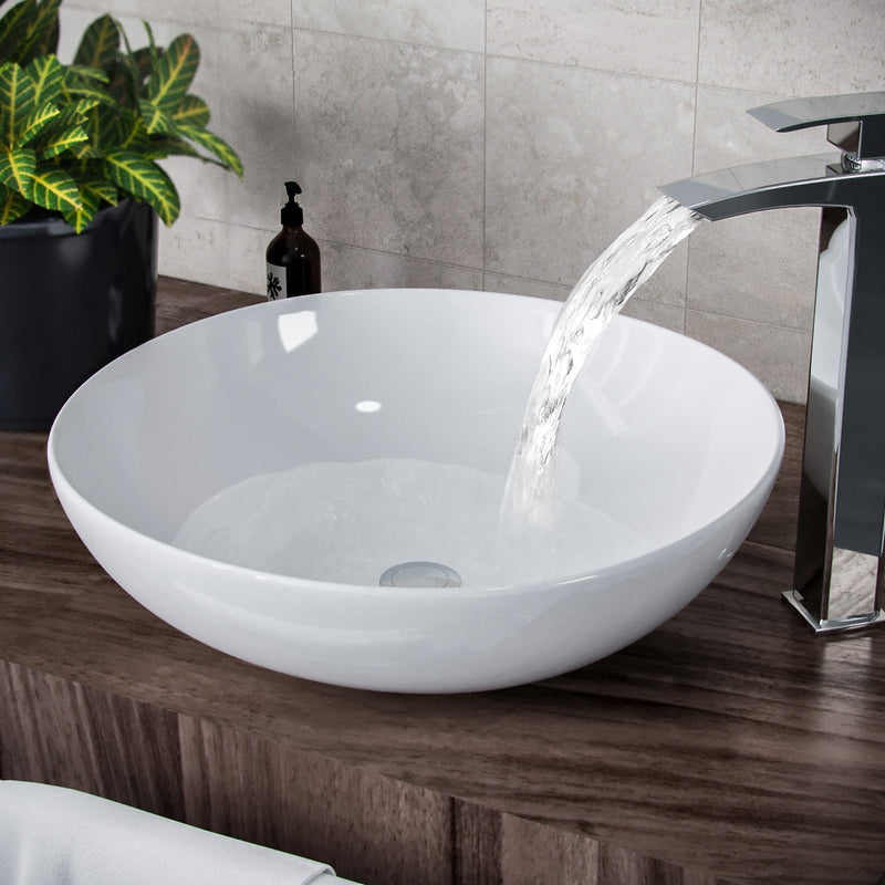 Merton 800mm Dark Grey Freestanding Countertop Vanity Basin Unit 2-Drawer Cabinet with 410mm Round White Countertop Basin
