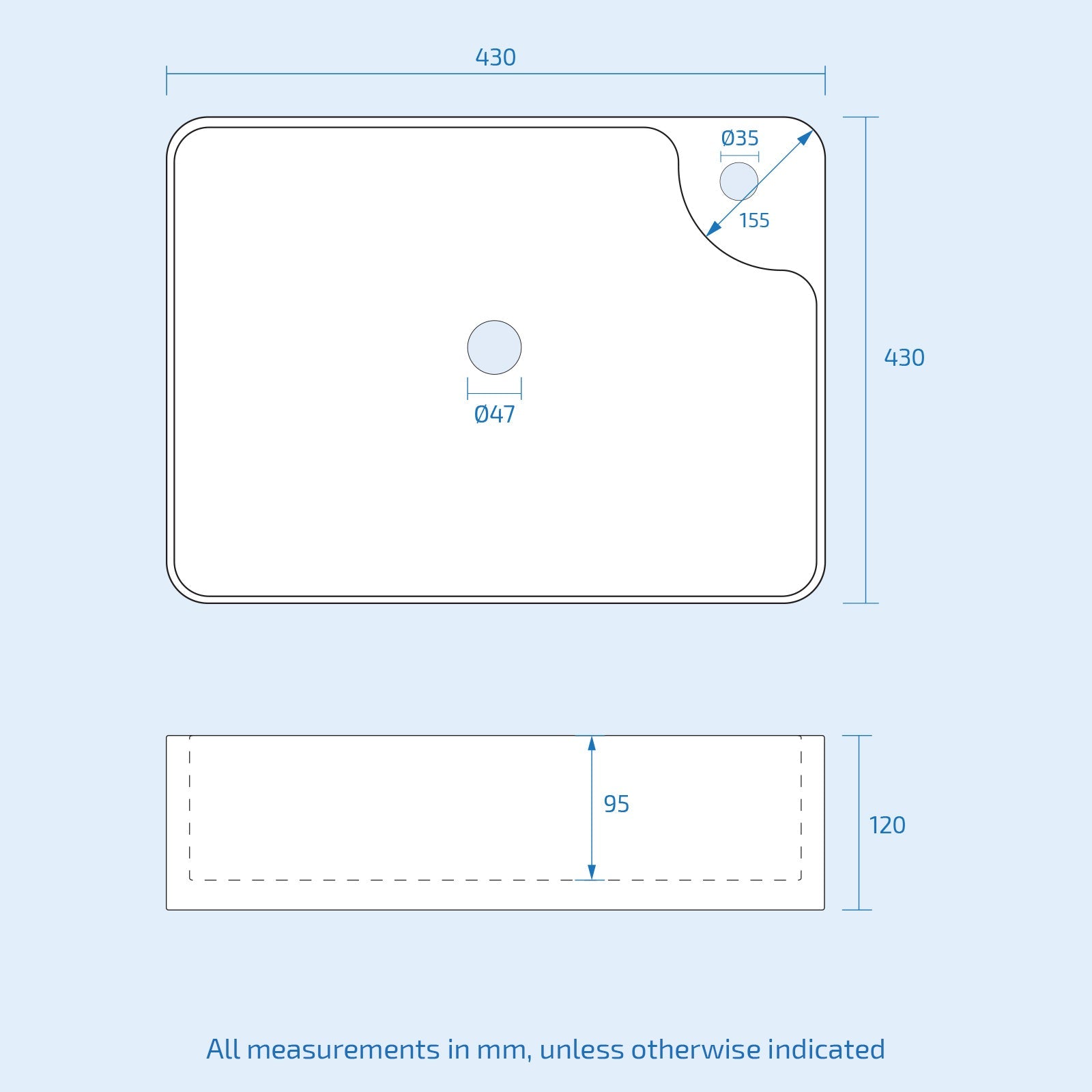 Merton 500mm Matte Grey Drawers Vanity, Worktop & Square Rounded Corner Basin