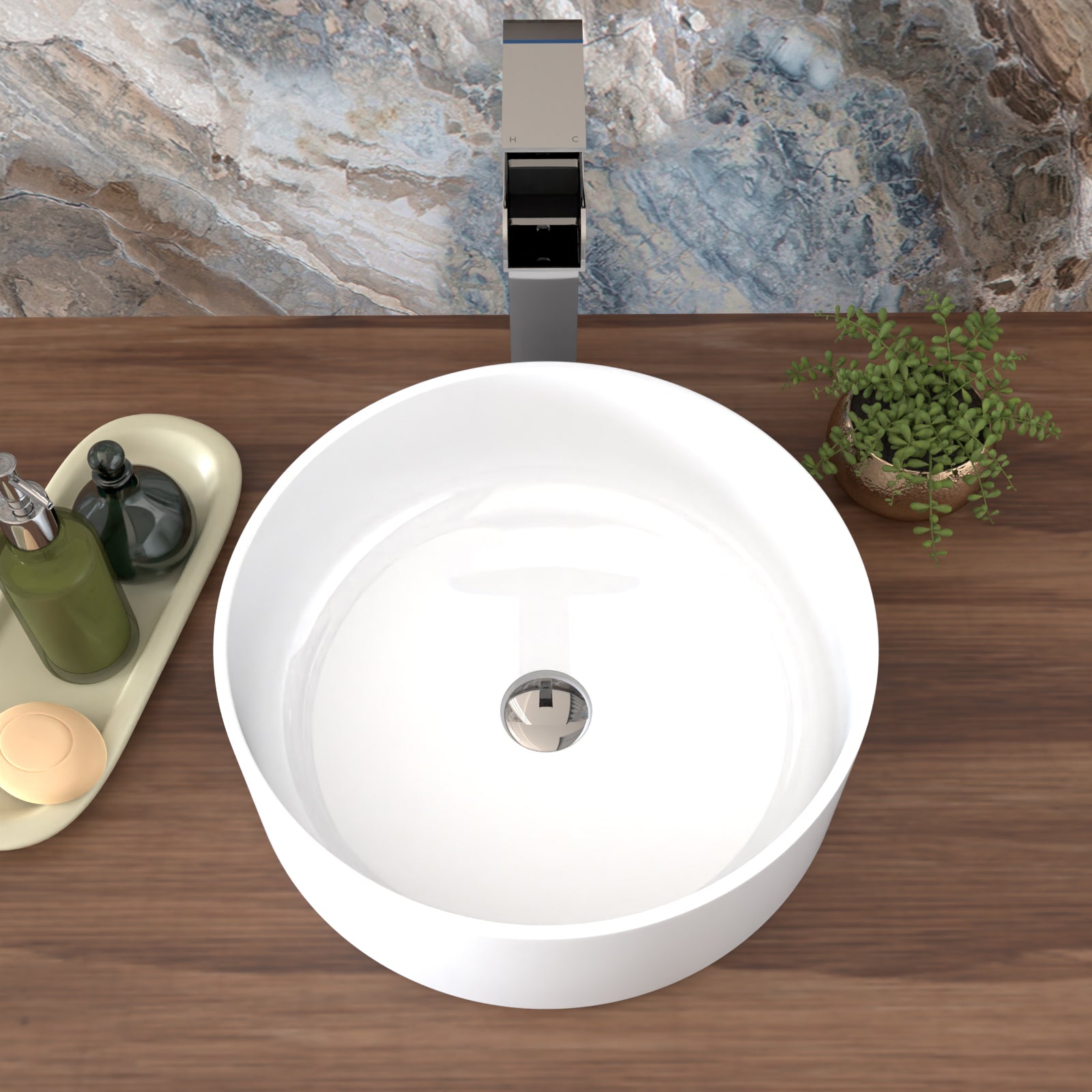 Coley 360mm Countertop Basin Round Gloss White