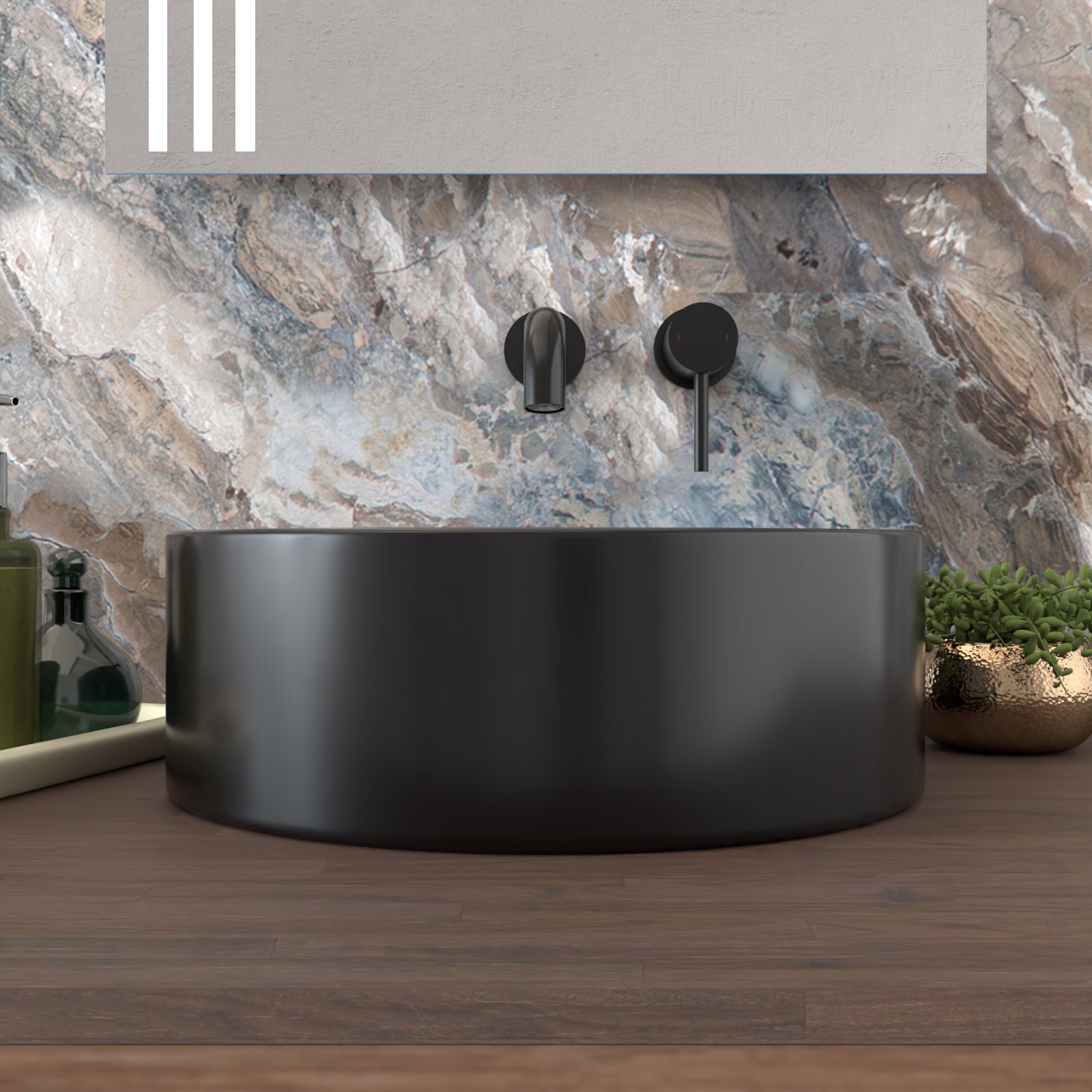 Coley 360mm Countertop Basin Round Matte Black