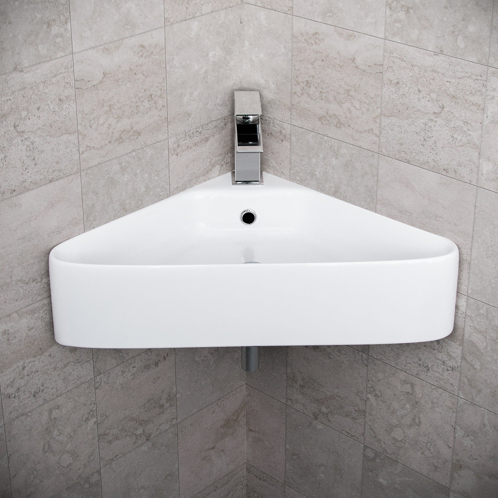 Tulla 575 x 430mm Triangle Corner Wall Hung Basin Sink