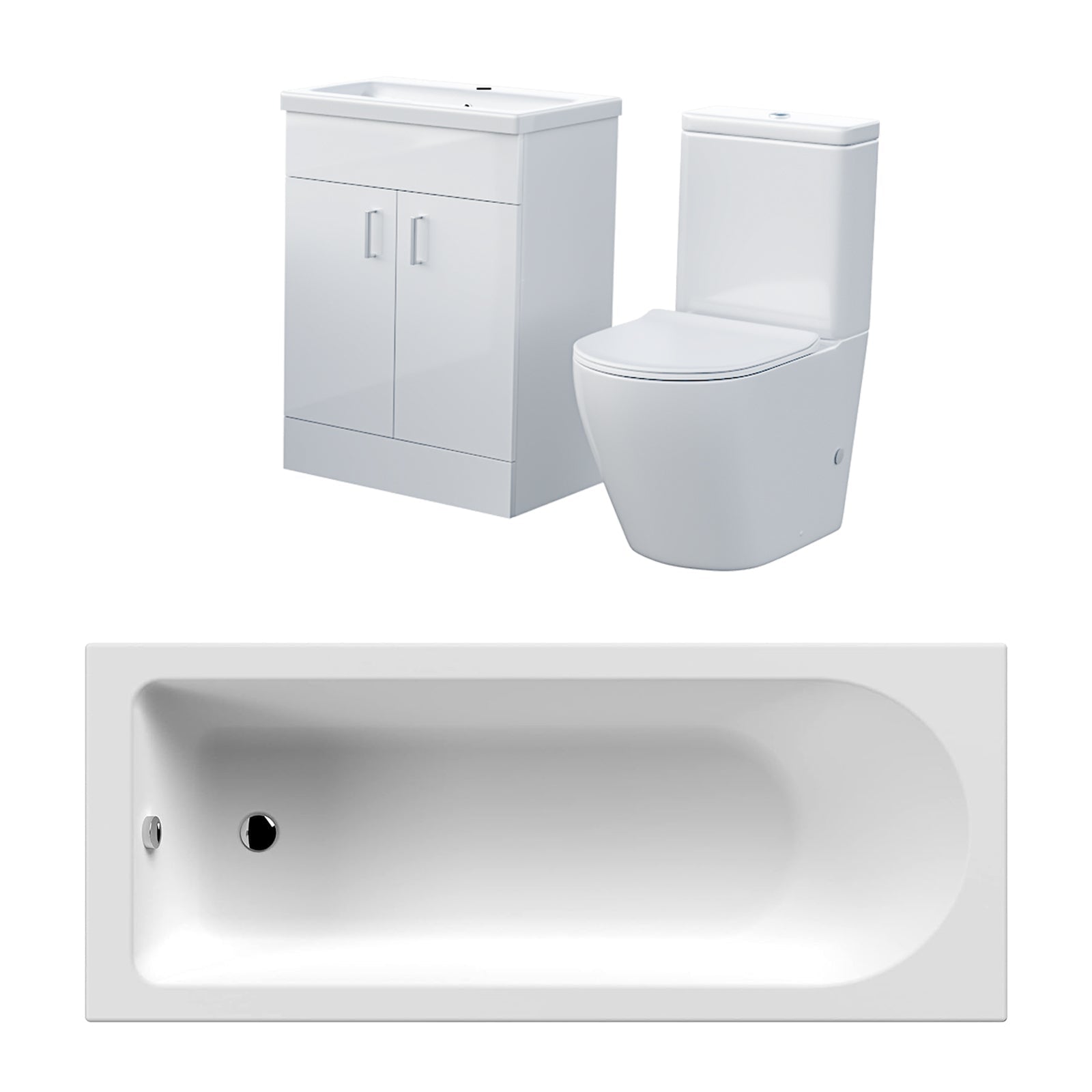 Nanuya Bath Suite with Basin Vanity Unit and Rimless Close Coupled Toilet