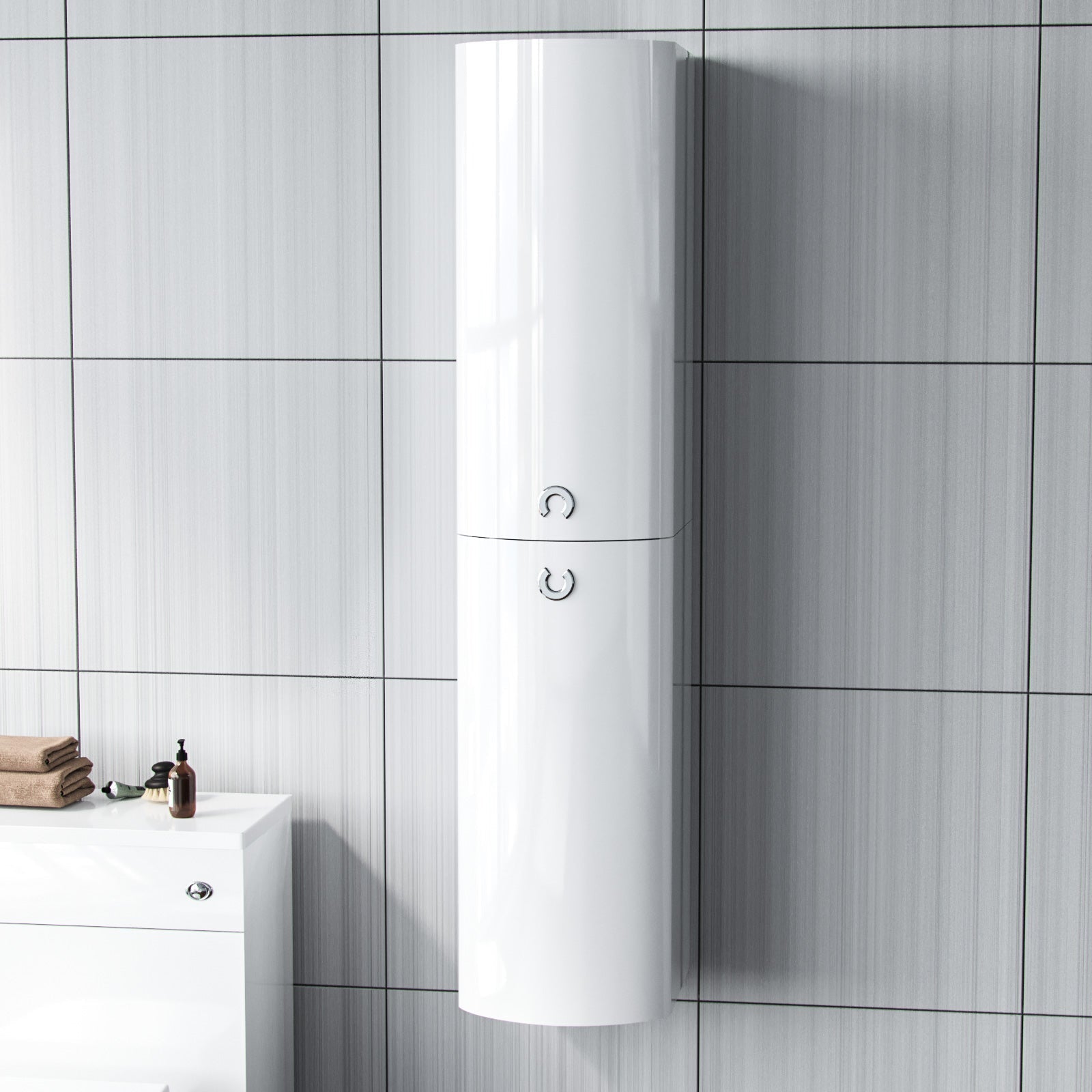 Dene 1400 mm Bathroom Wall Hung Cabinet Storage White
