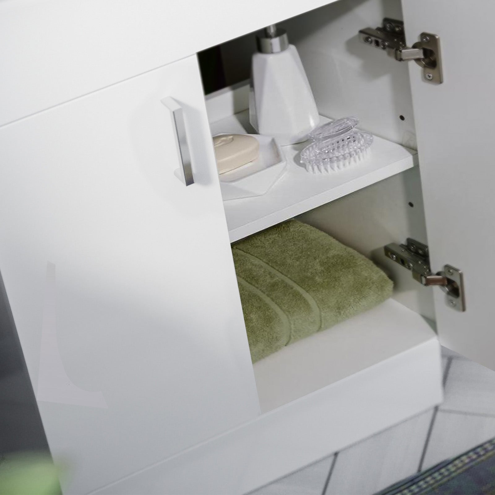 Nanuya 600mm White Floorstanding Vanity Unit Oak Flat Pack
