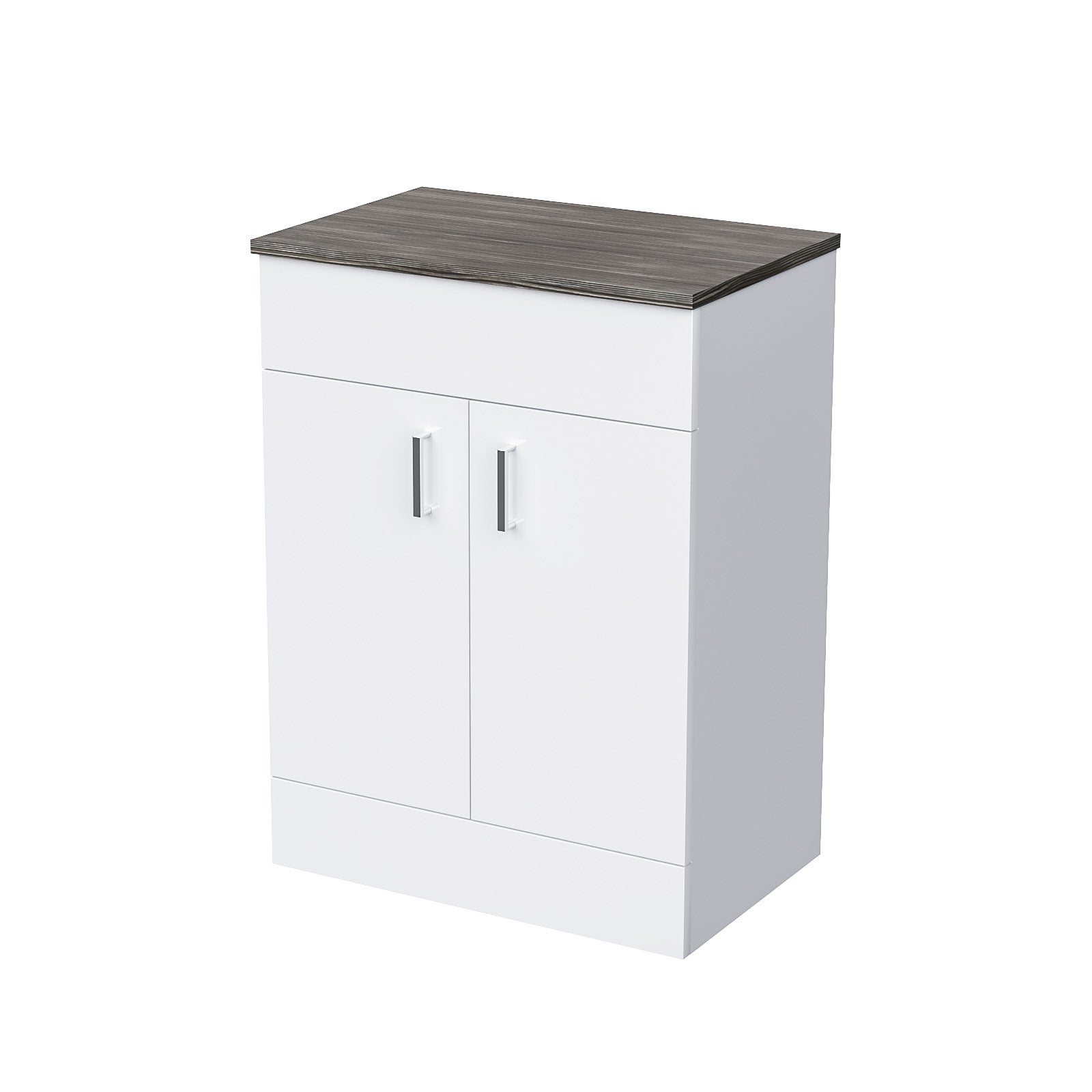 Nanuya 600mm White Floorstanding Vanity Unit Oak Flat Pack