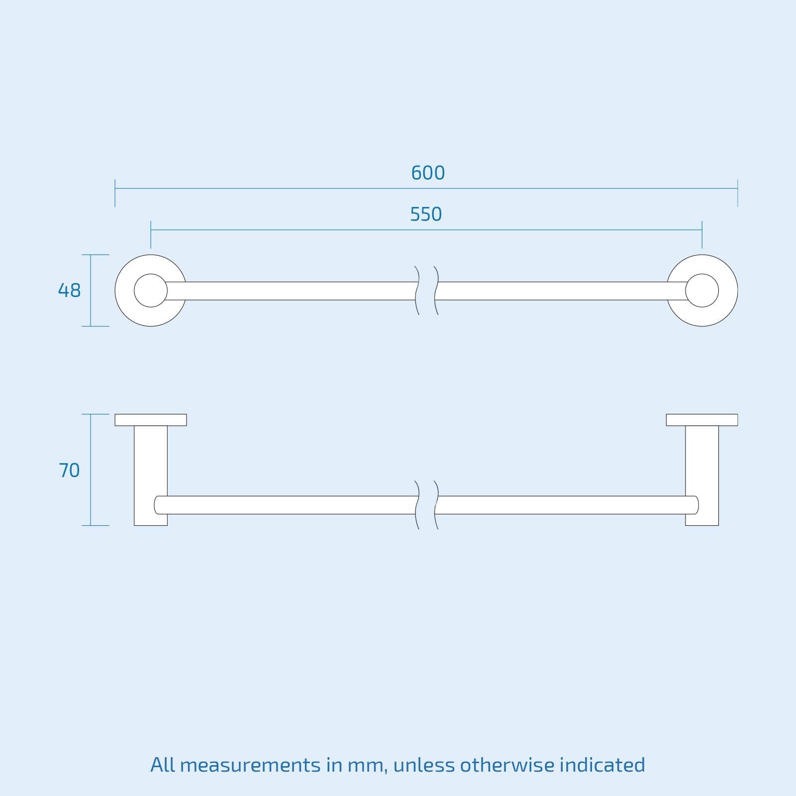 Modern Round Black Matte Single Towel Bar