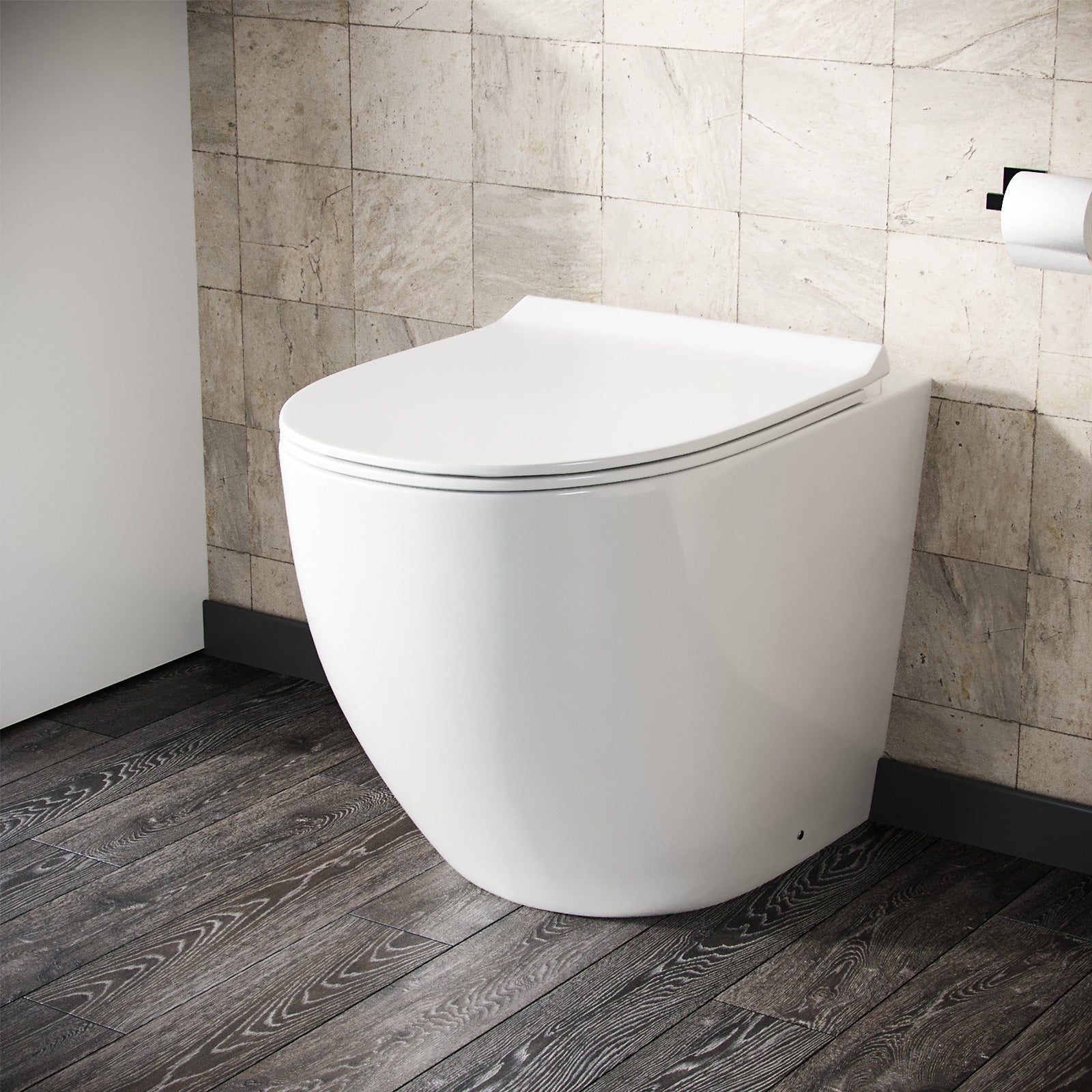 Aric Rimless Back to Wall Round Toilet Pan with Soft Close Seat