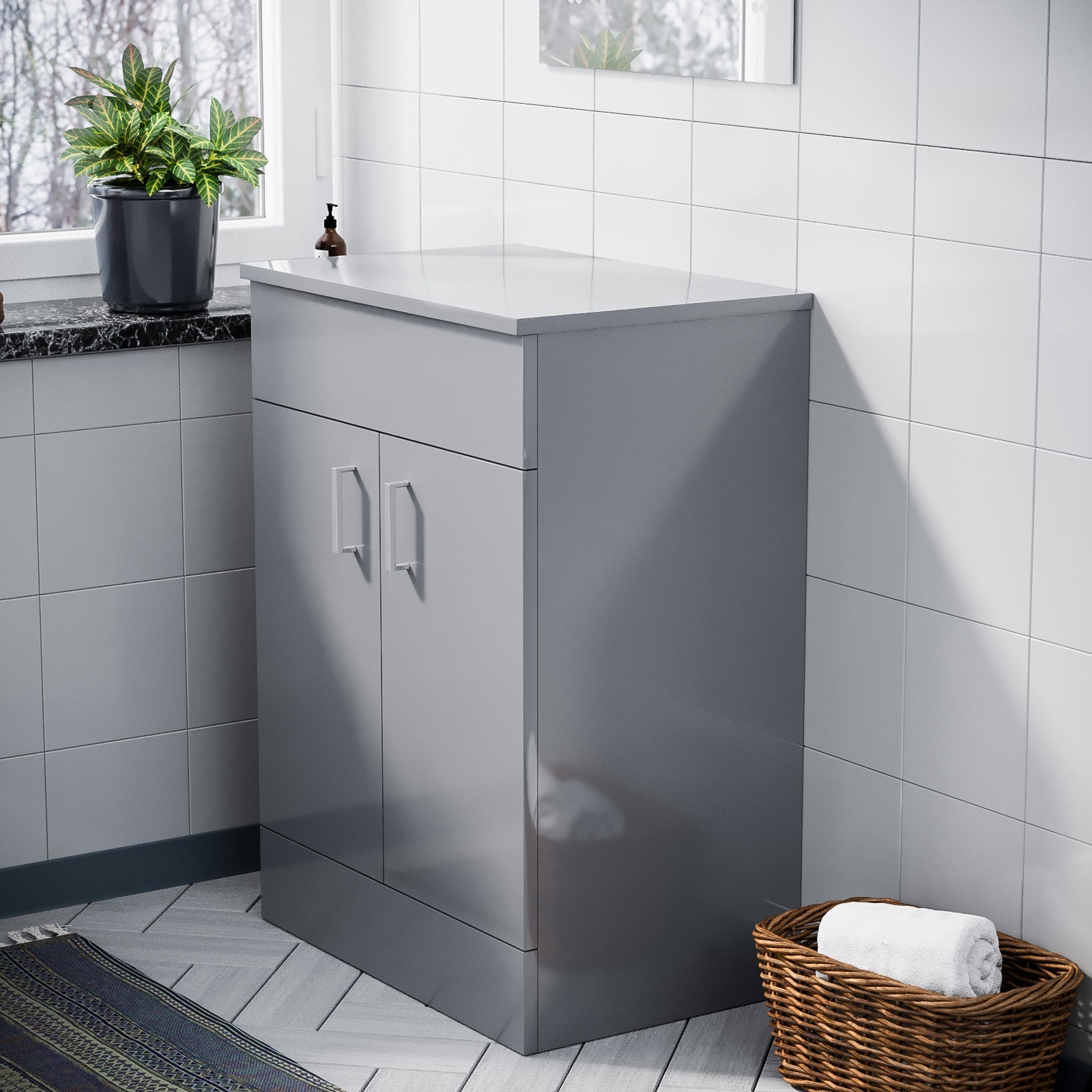 Nanuya 600mm Light Grey Floorstanding Vanity Unit