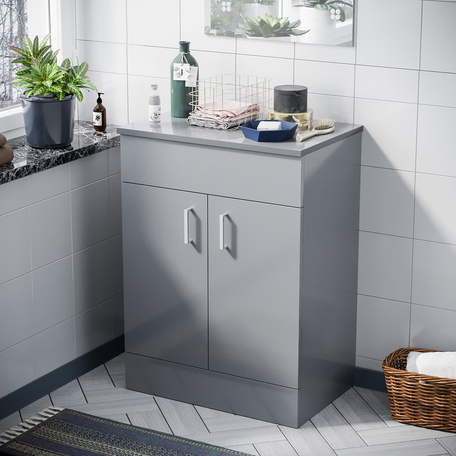 Nanuya 600mm Light Grey Floorstanding Vanity Unit