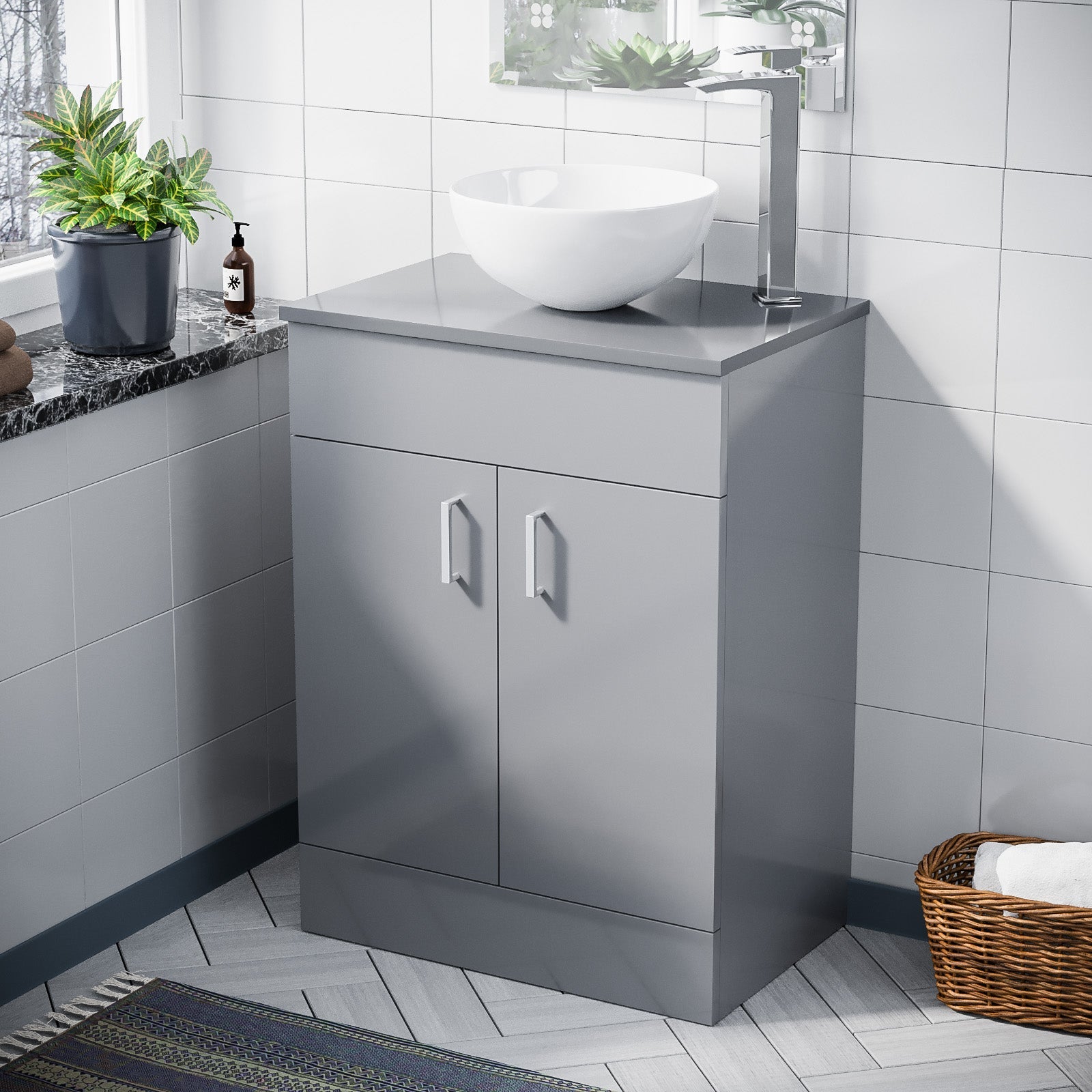 Nanuya 600mm Light Grey Floorstanding Vanity Unit
