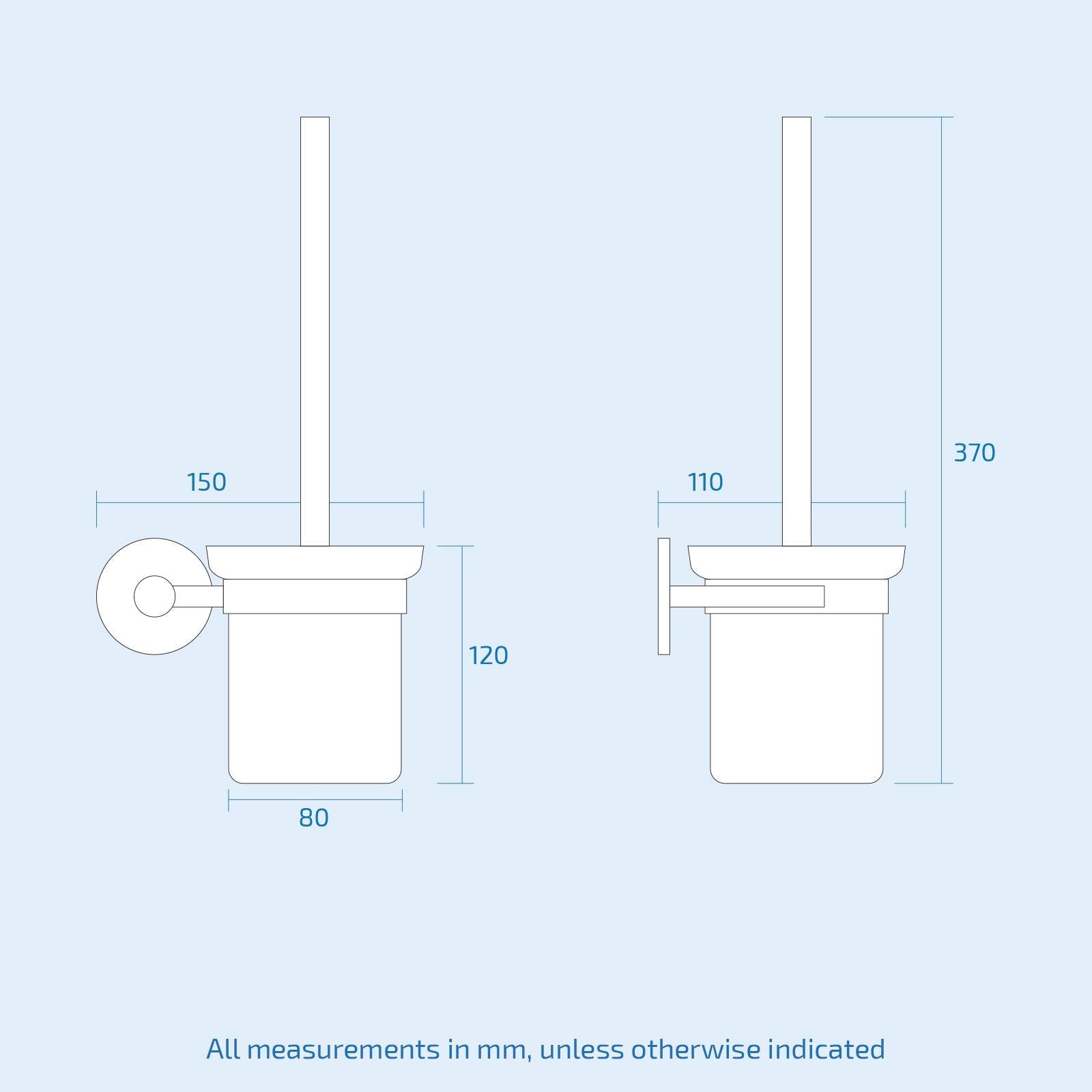 Modern Round Black Matte Toilet Brush and Holder