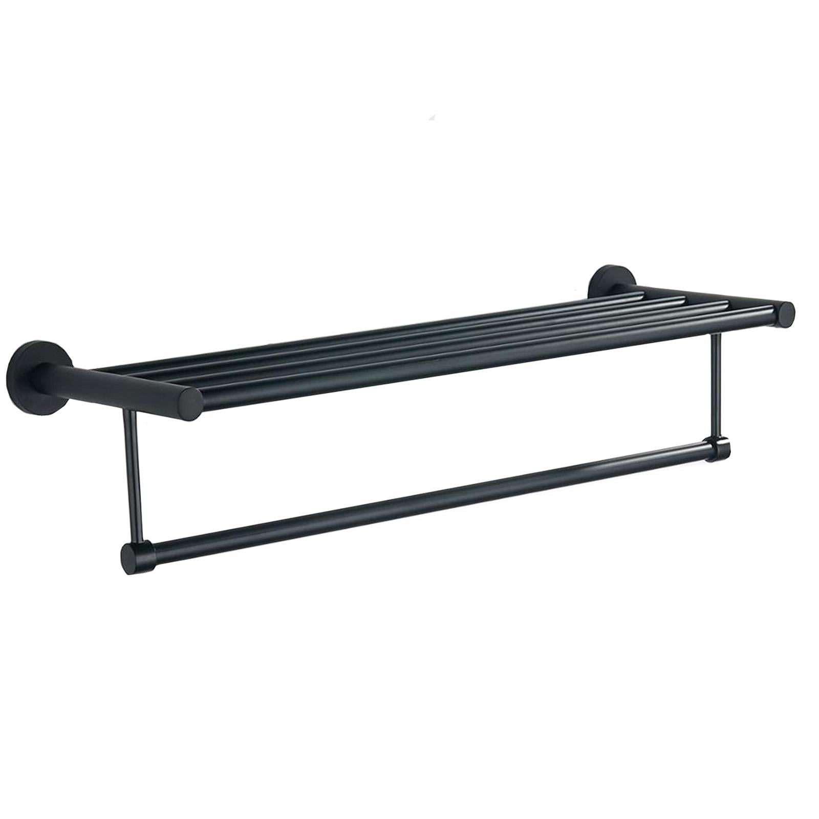 Modern Round Black Matte Towel Shelf