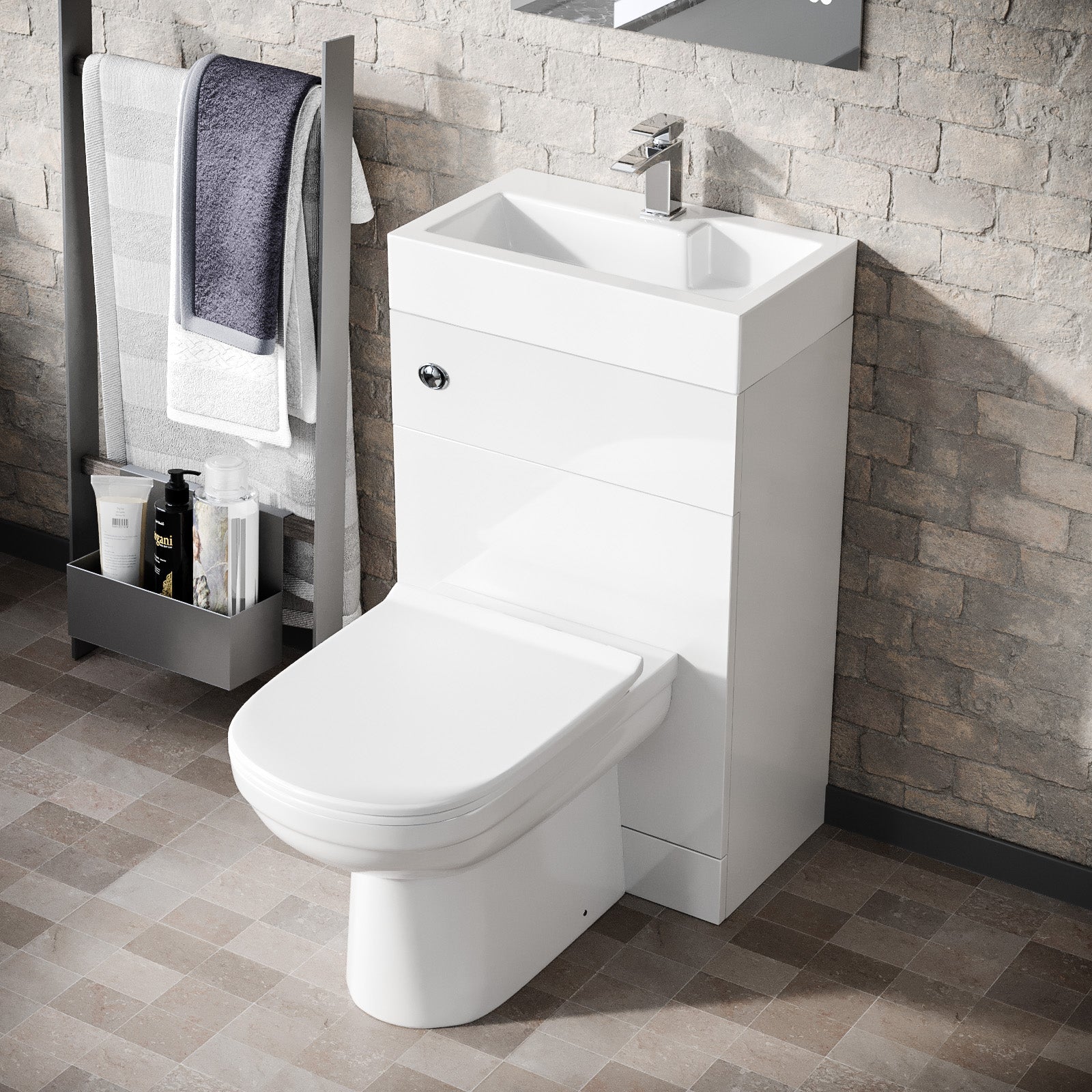 Eden 2 in 1 Compact Basin and Back to Wall Toilet Combo Space Save Cloakroom