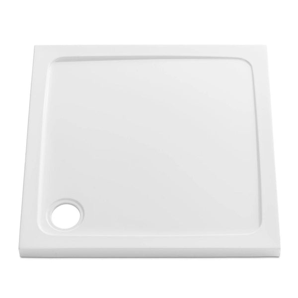 Slim 760 x 760 mm White Square Shower Tray Stone Resin