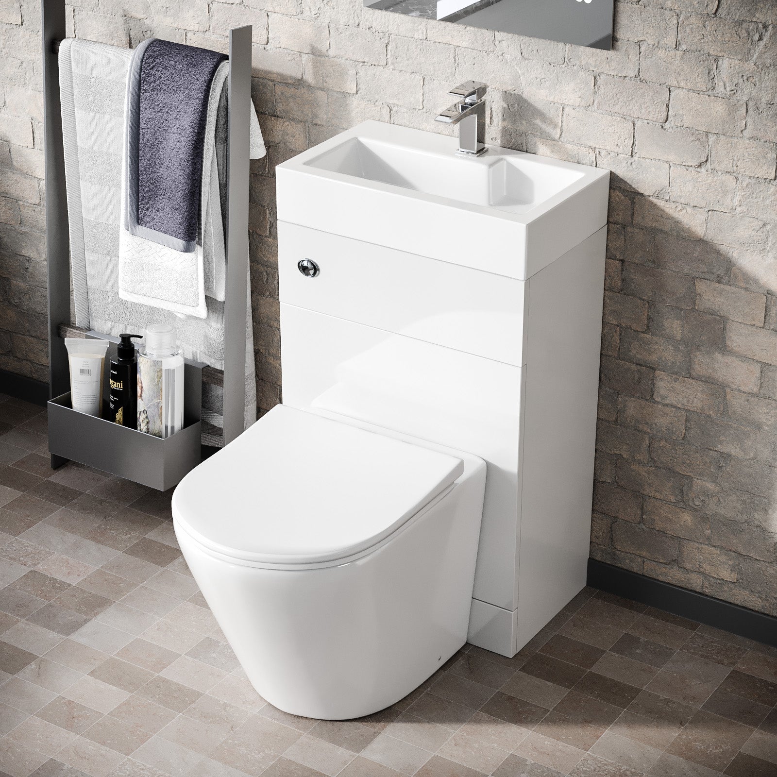 Bretford 2 in 1 Compact Basin and Back to Wall Rimless Toilet Combo Space Save Cloakroom