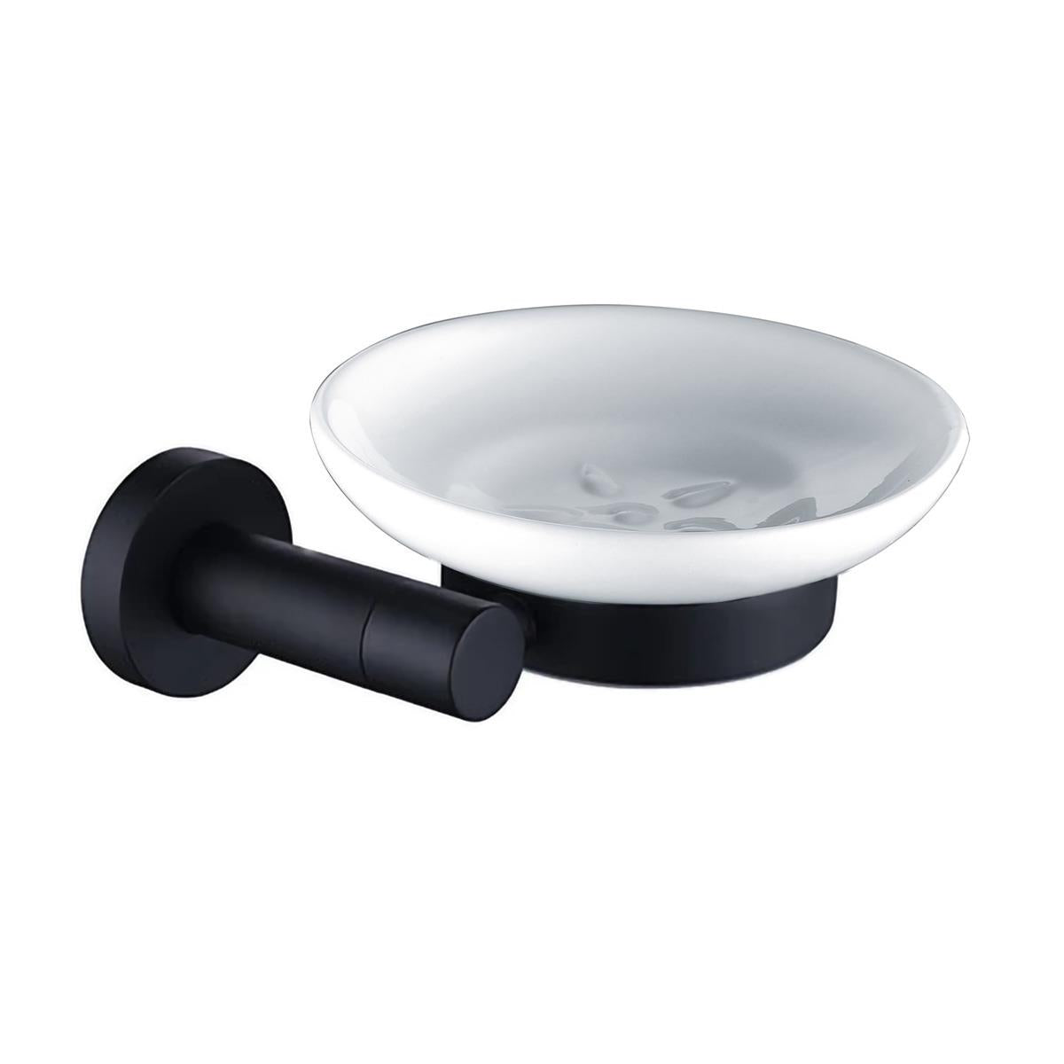 Modern Round Black Matte Ceramic Soap Dish