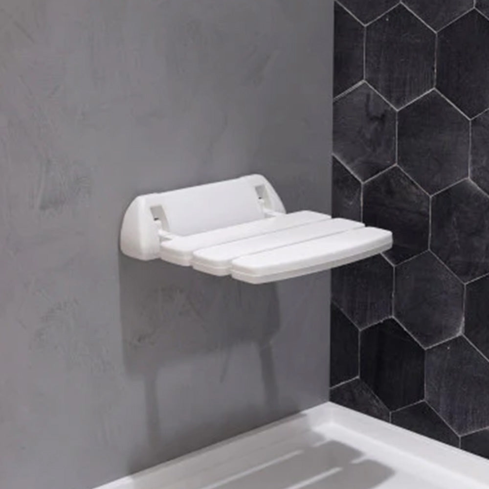Kayson 350mm Foldable Wall Mounted Shower Seat Compact Mobility Aid White