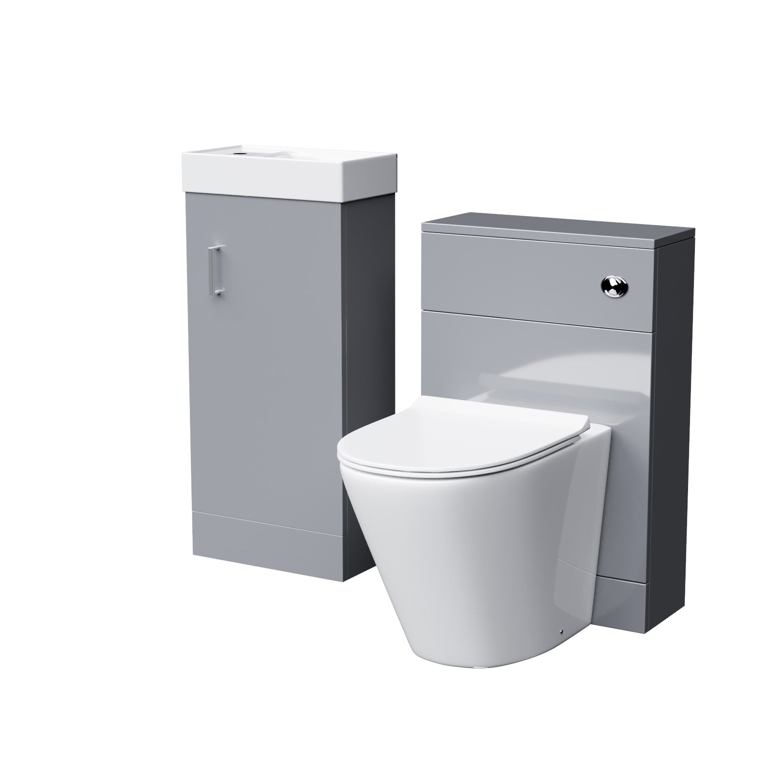 Nanuya 400mm Grey  Floorstanding Basin Vanity & Concealed Cistern WC Toilet