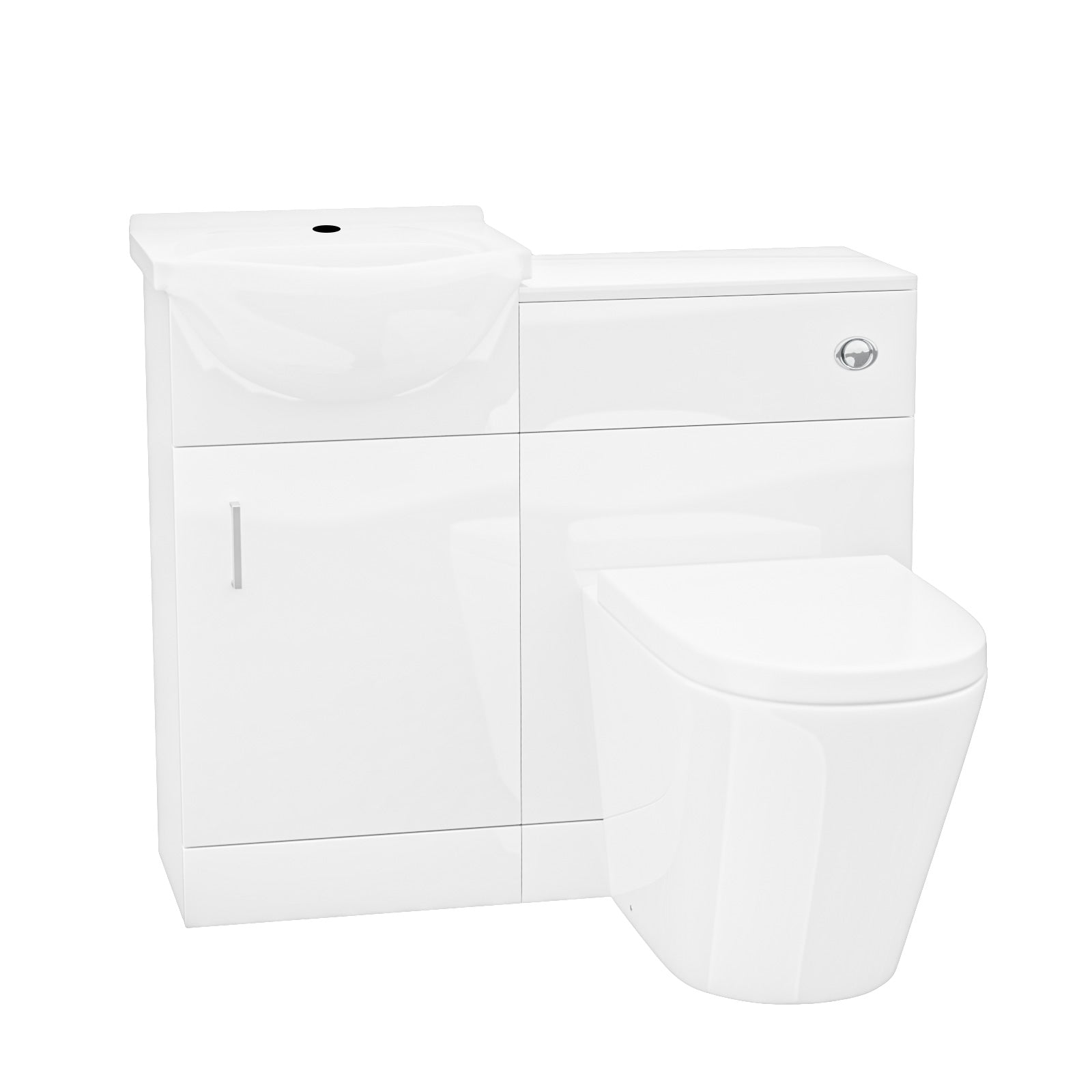 Ellen Cloakroom 950mm White Basin Vanity Unit, WC Unit & BTW Toilet - Flat Pack