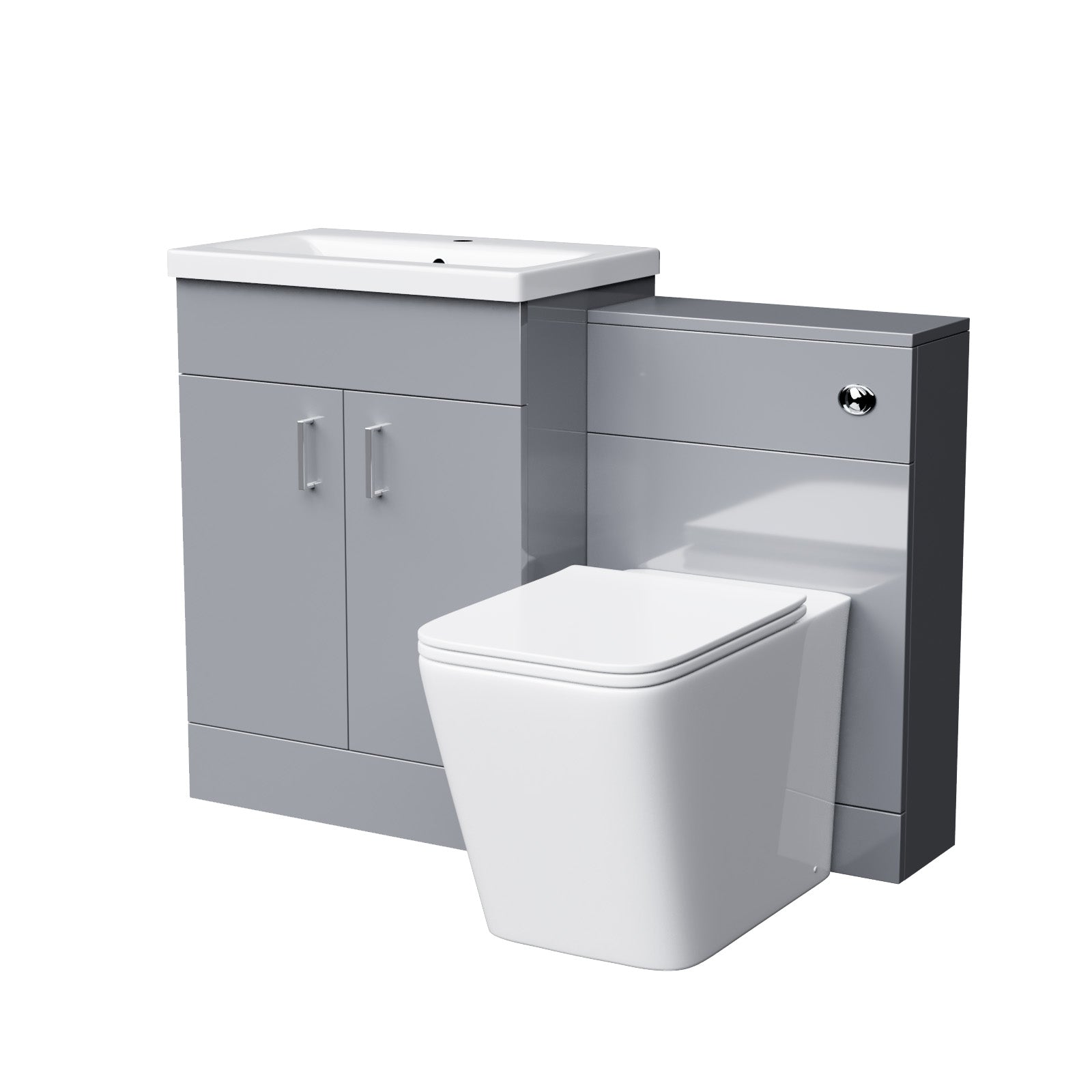 Nanuya 600mm Light Grey Floor Standing Vanity Ceramic Basin BTW Toilet UF Seat & WC Unit Flat Pack
