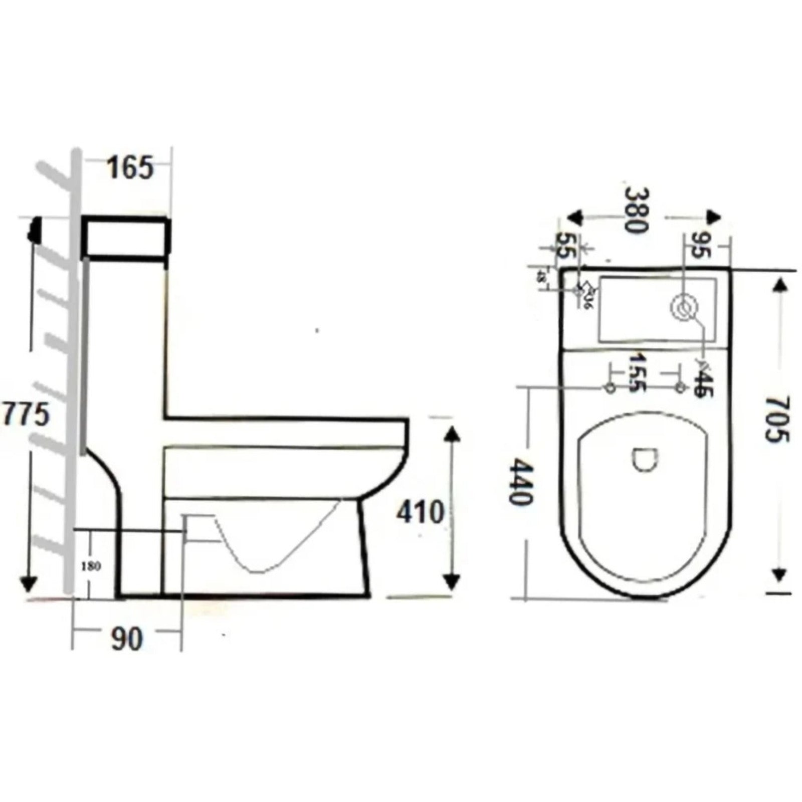 2 In 1 Compact Close Coupled Toilet and Basin Combo with Mono Mixer Tap