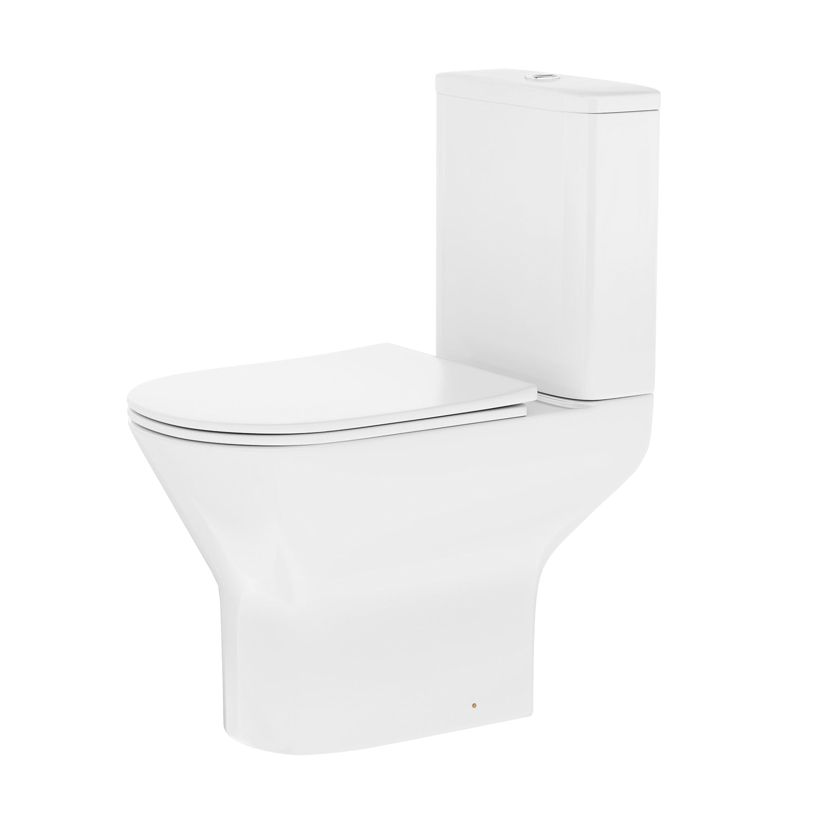 Modern Close Coupled Rimless Round Toilet Ceramic Soft Closing Seat White Oakham