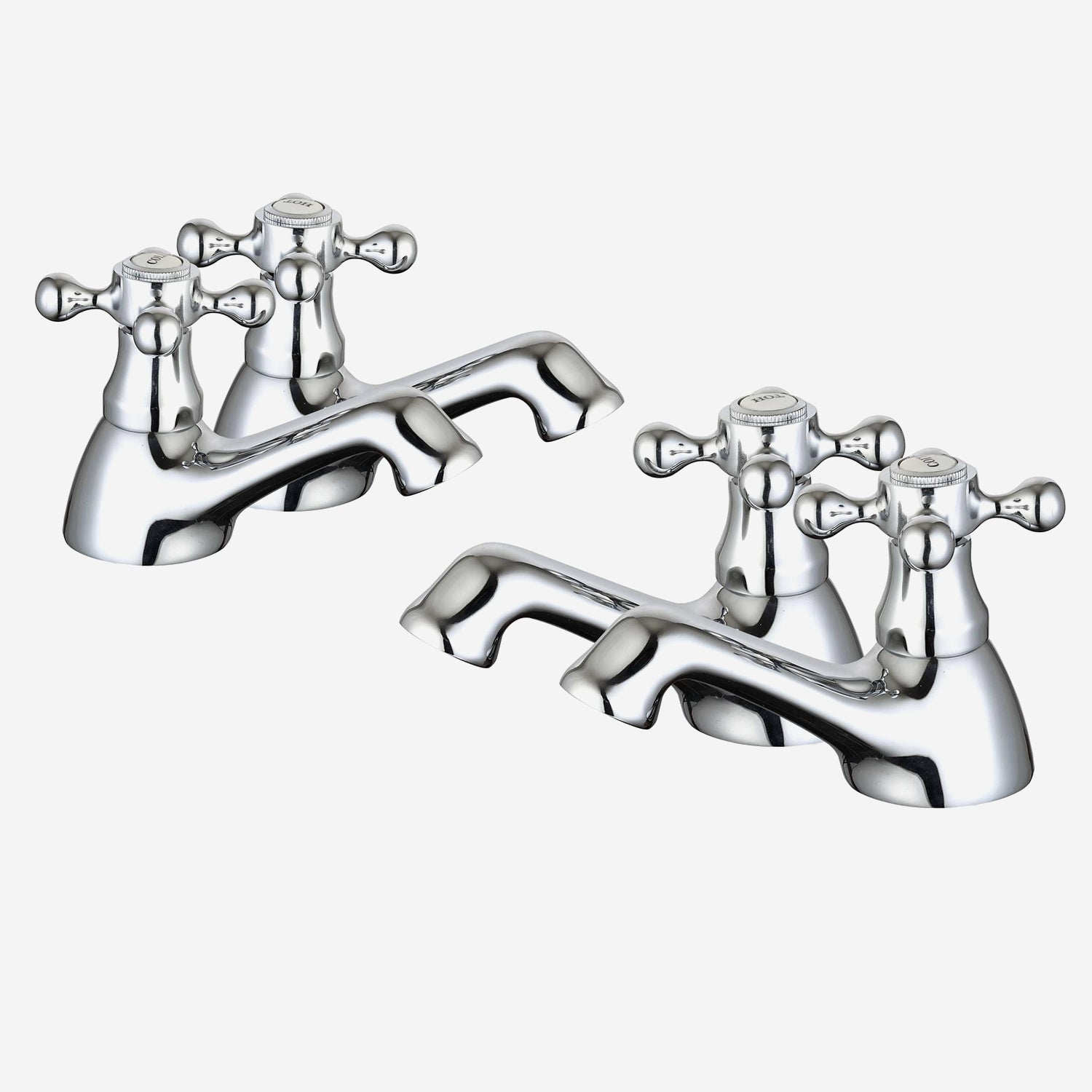 Strafford Traditional Victorian Chrome Bath Filler & Basin Tap Set