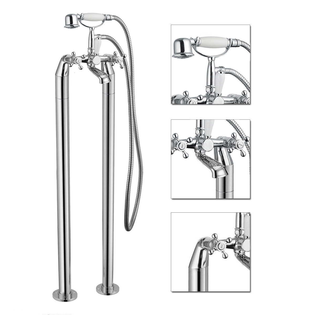 Stafford Traditional Victorian Freestanding Bath Shower Mixer With Handheld Kit